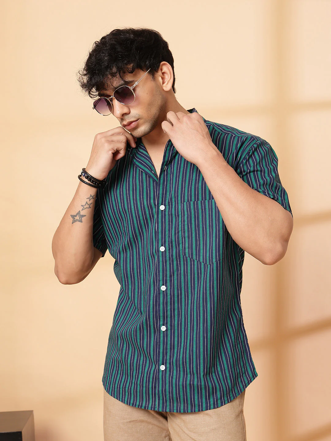 Men Bold Striped Cotton Fabric Shirt - Image 3