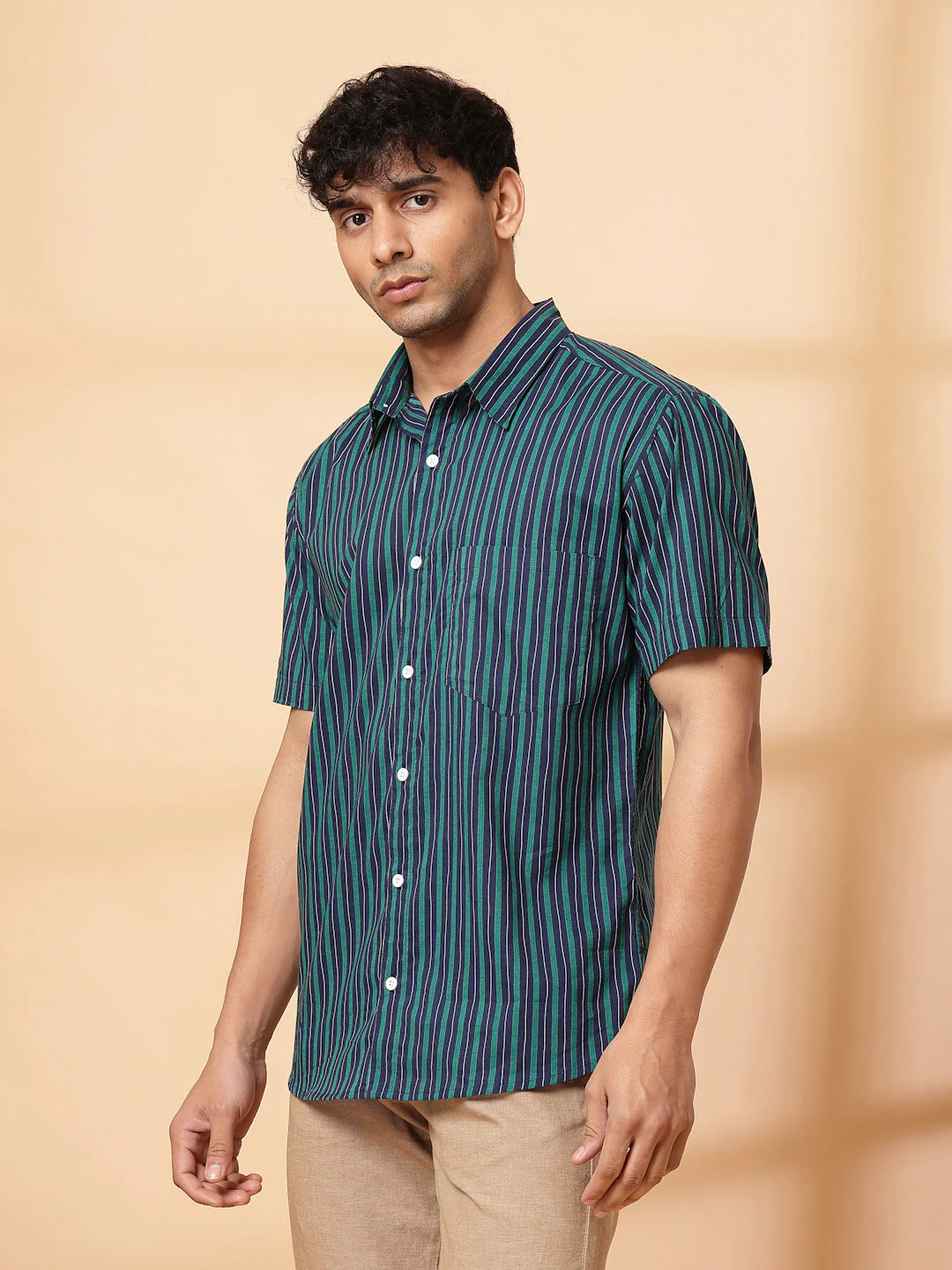 Men Bold Striped Cotton Fabric Shirt - Image 4
