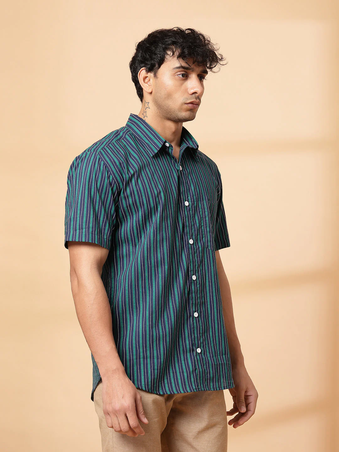 Men Bold Striped Cotton Fabric Shirt - Image 5