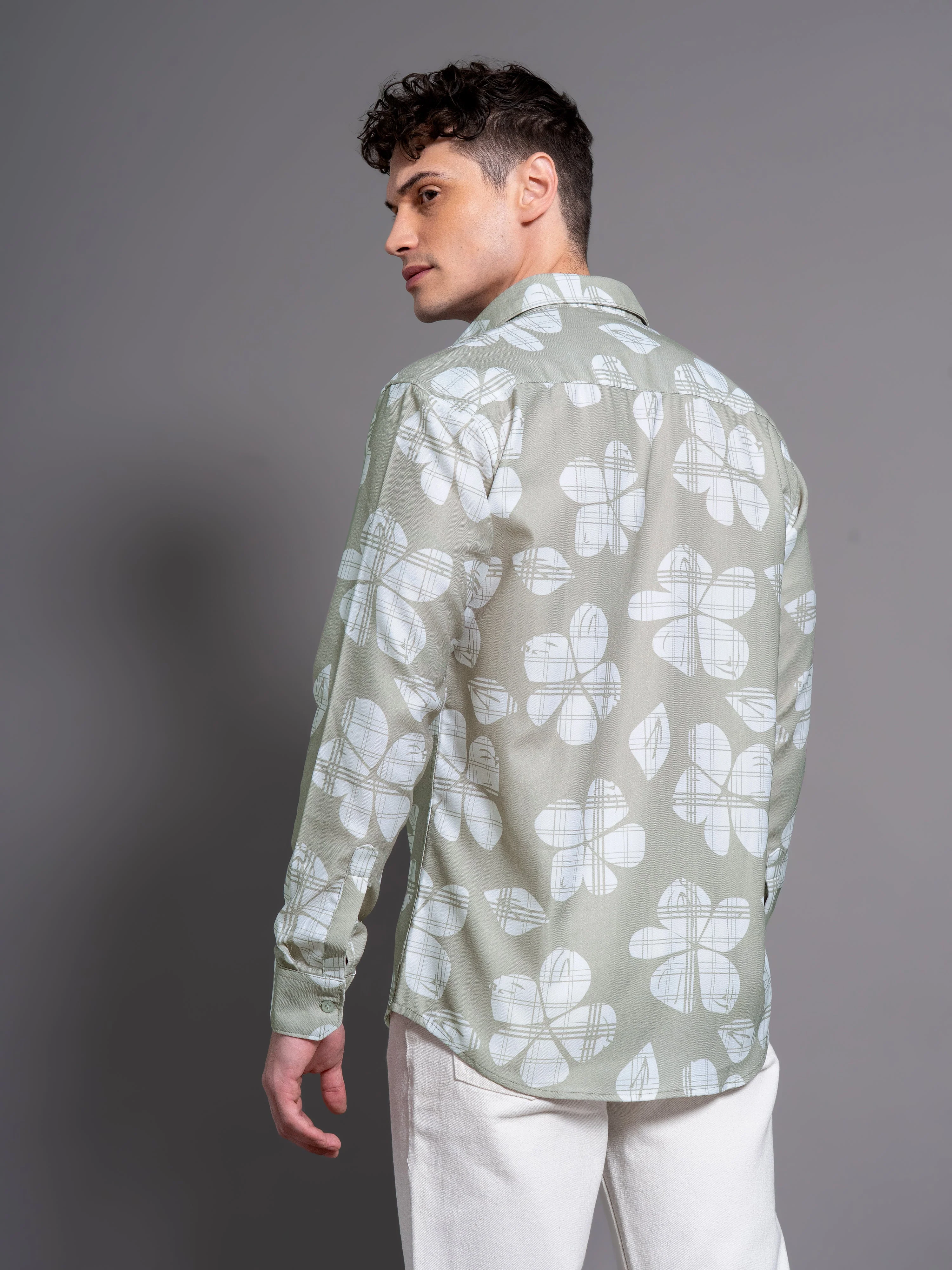 Men Bossa Green Floral Shirt - Image 2