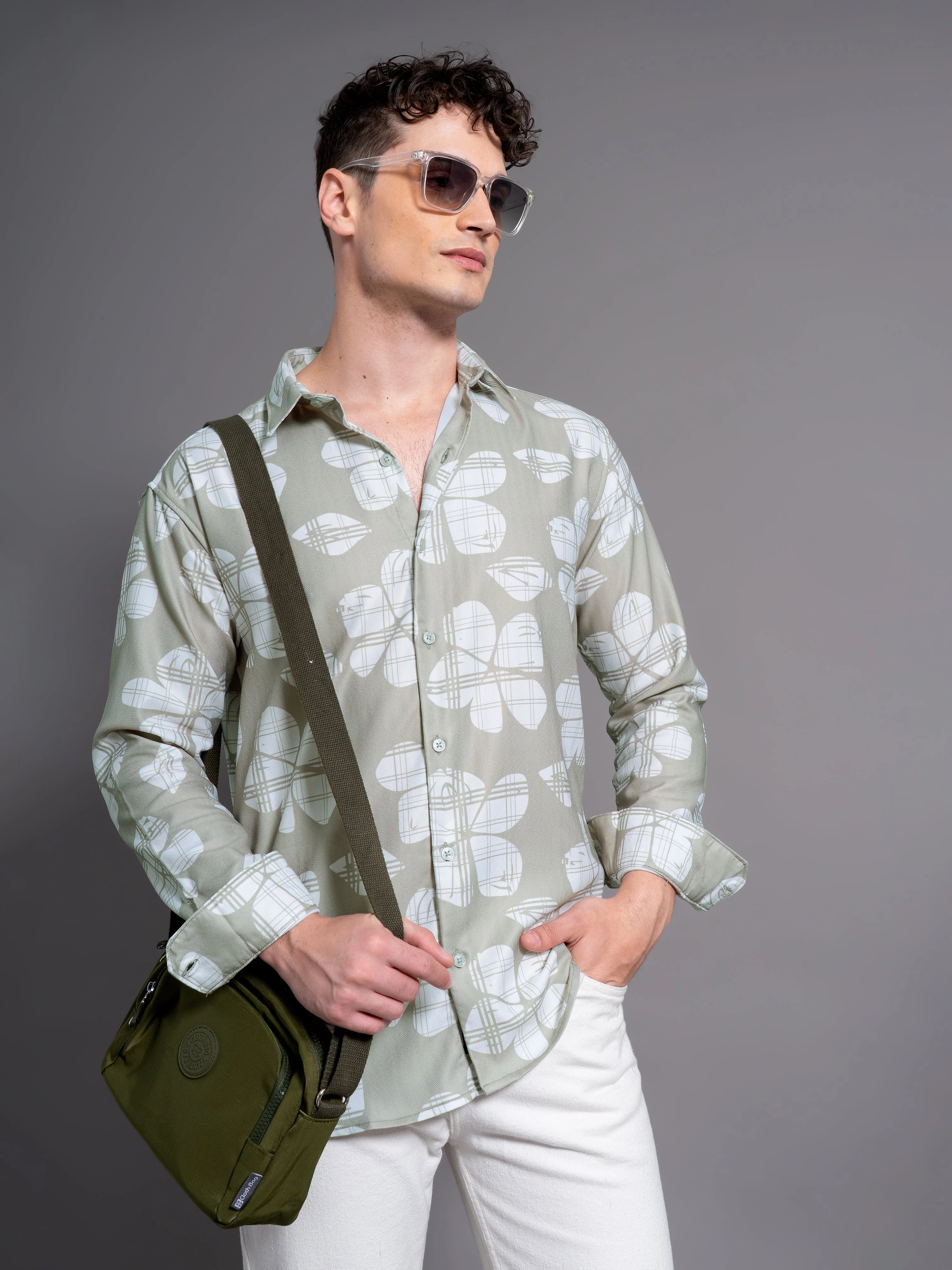 Men Bossa Green Floral Shirt - Image 3