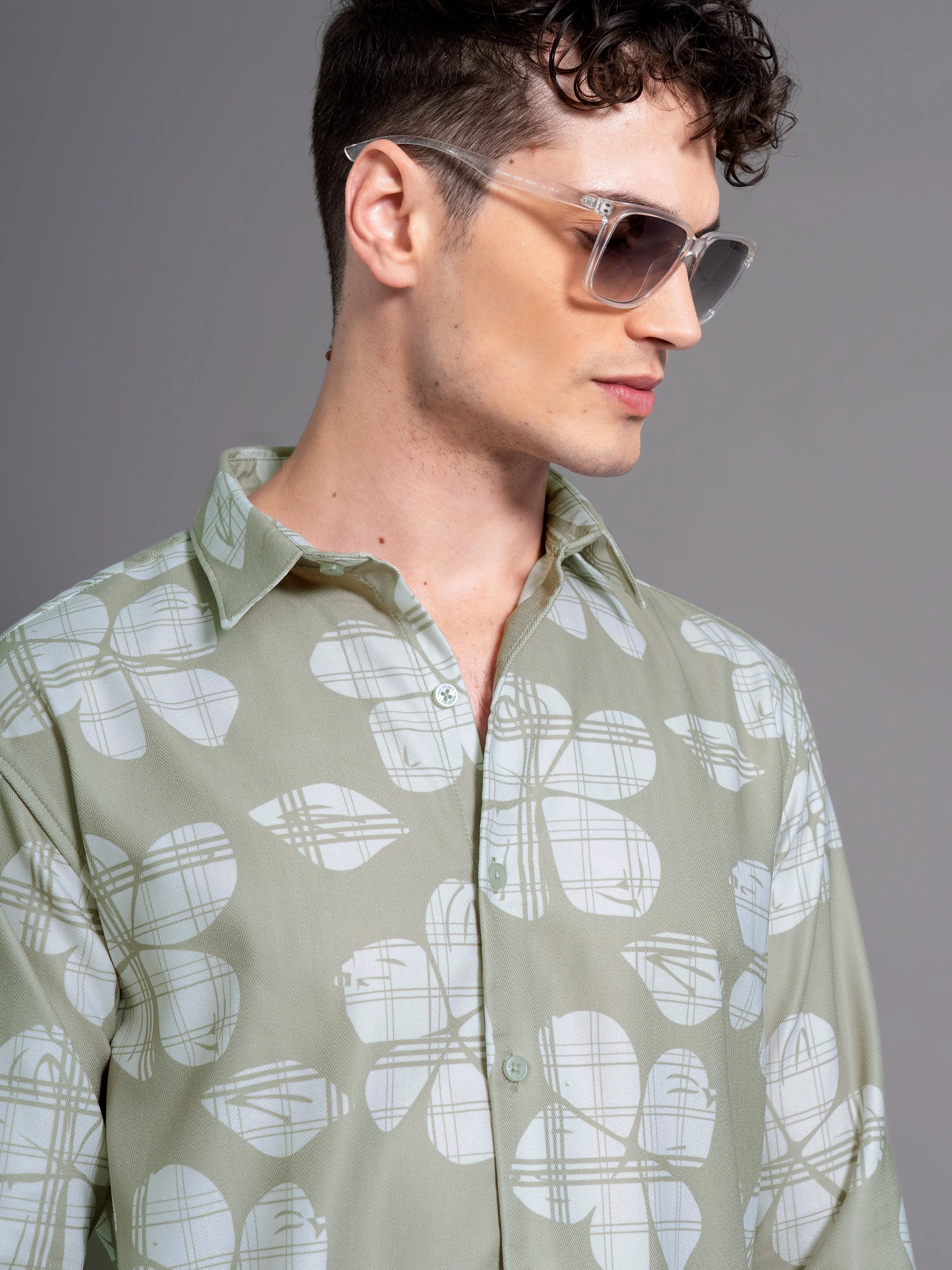 Men Bossa Green Floral Shirt - Image 4