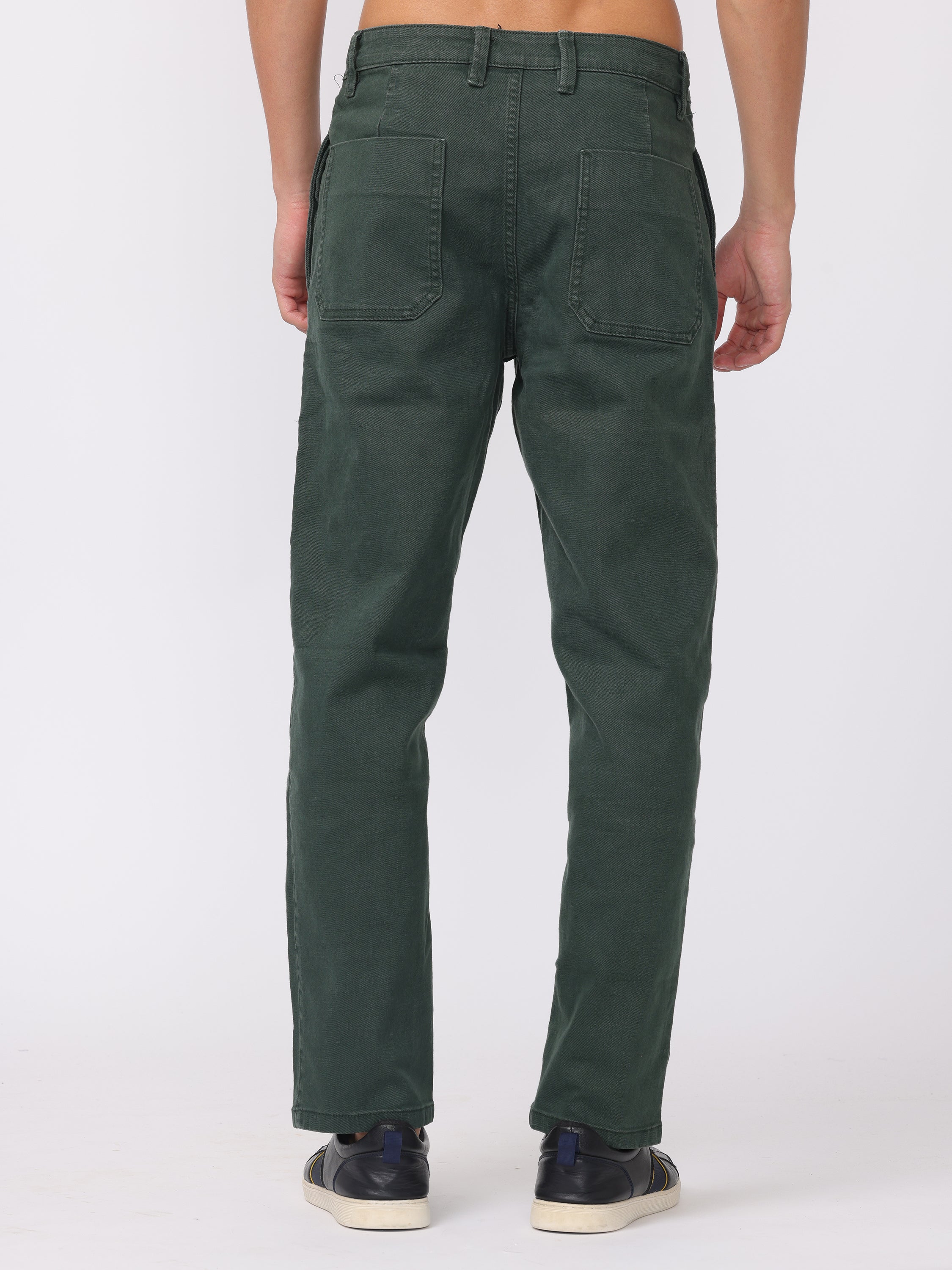 Men Bottle Green Comfort Fit Mid Rise Jeans - Image 4