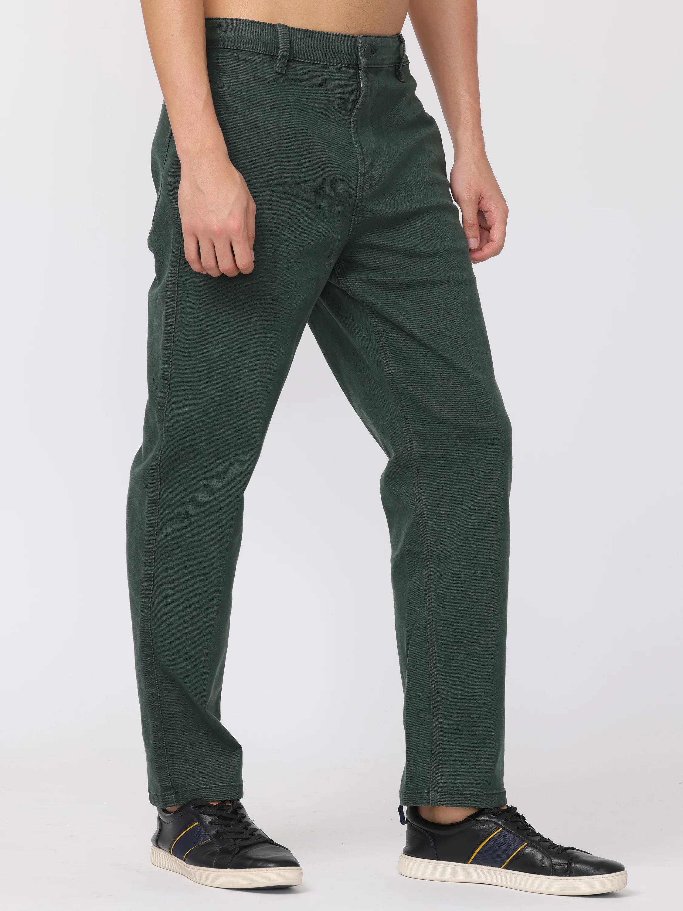 Men Bottle Green Comfort Fit Mid Rise Jeans - Image 5