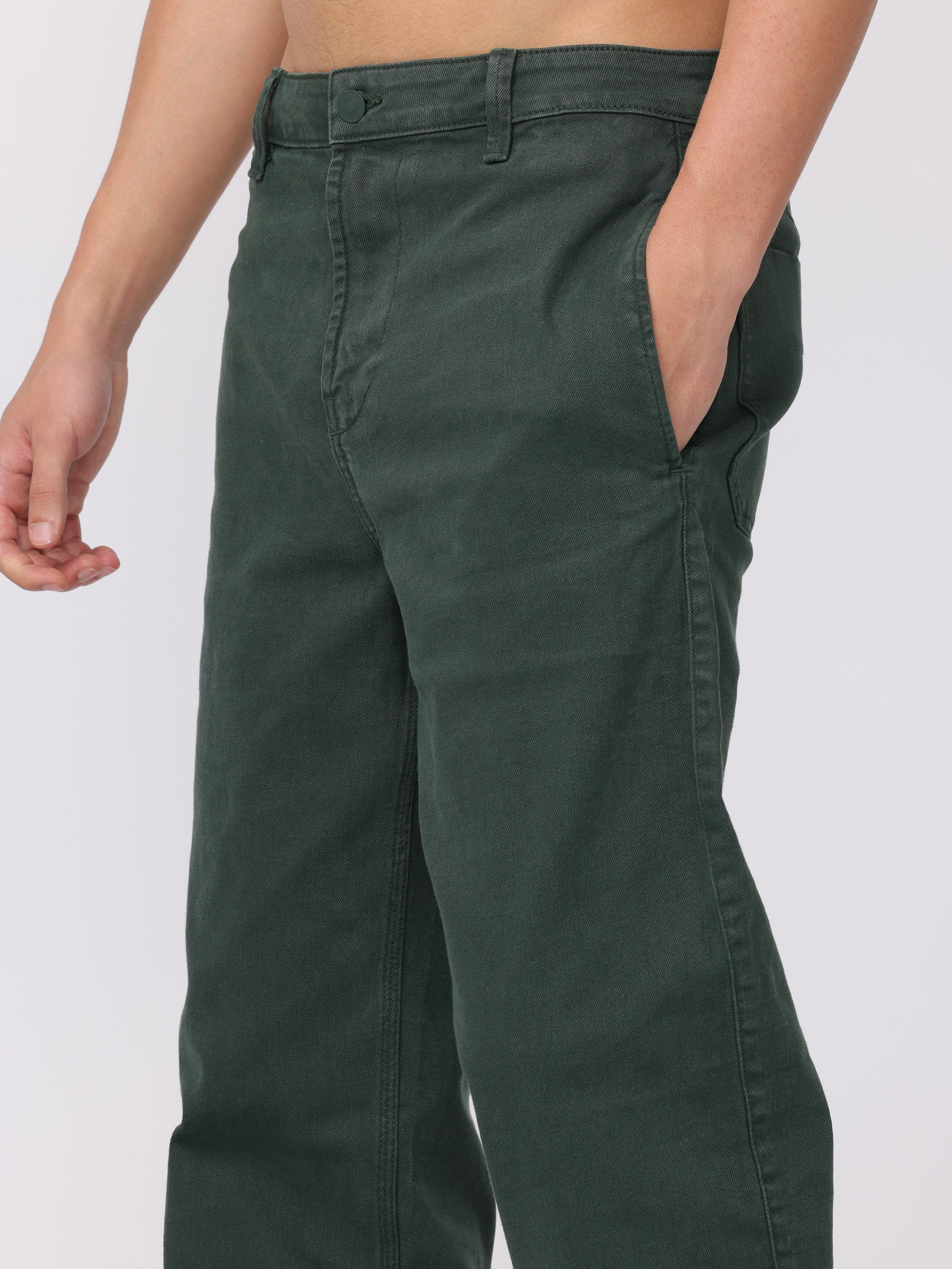 Men Bottle Green Comfort Fit Mid Rise Jeans - Image 6