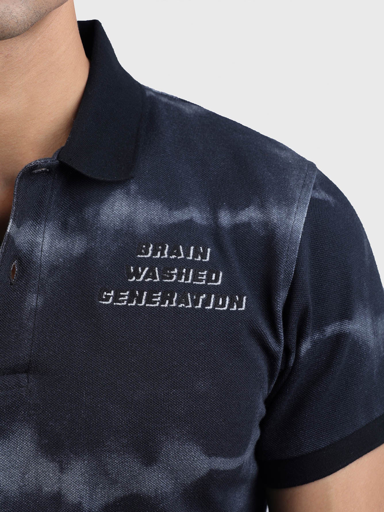 Men Embroidered Tie Dye Polo - Image 2