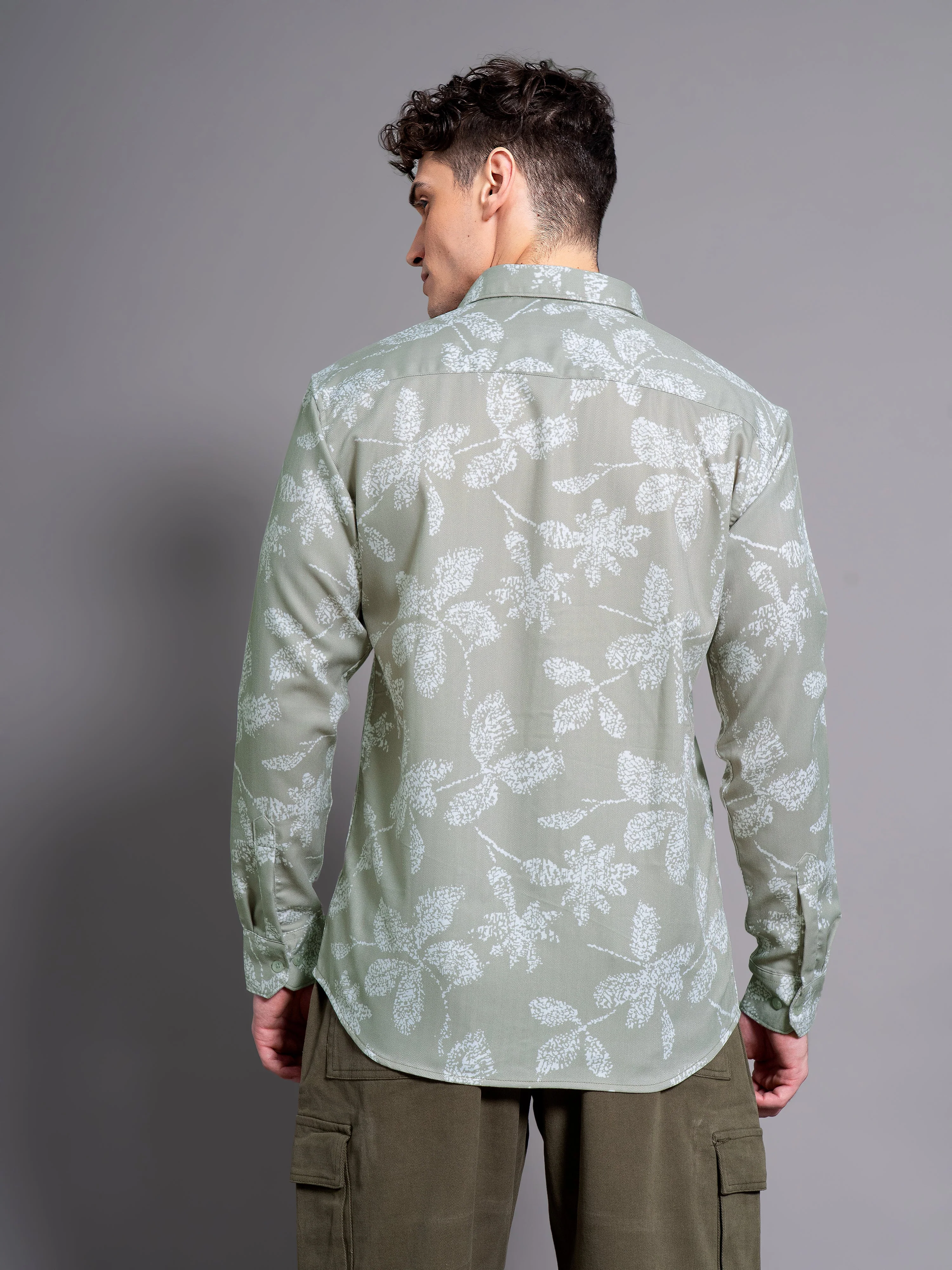 Men Brava Green Floral Shirt - Image 2