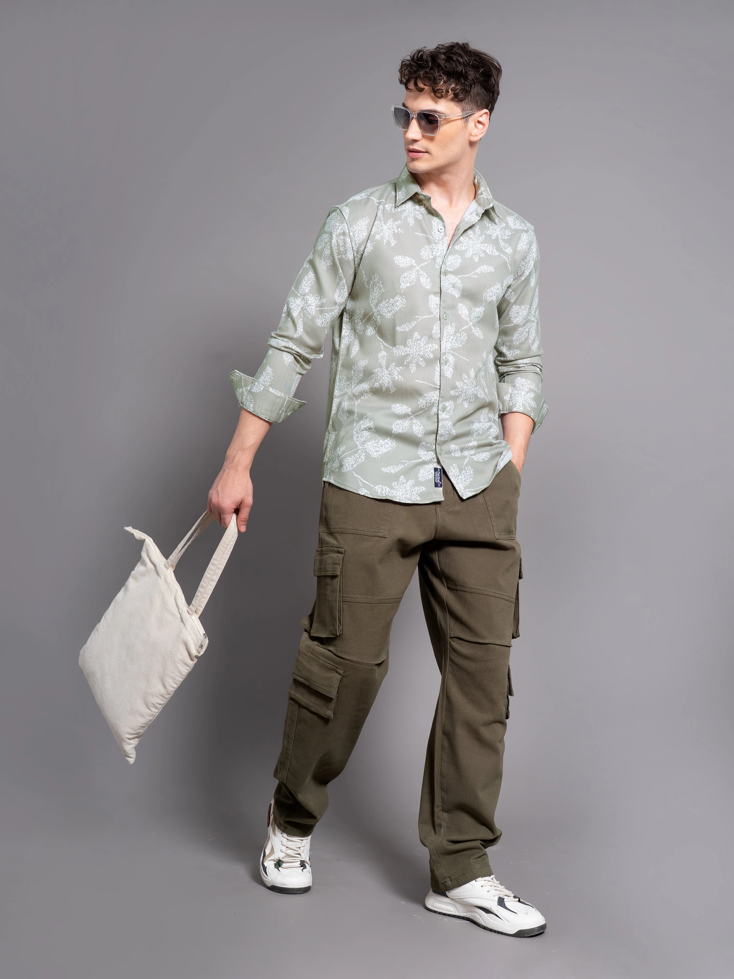 Men Brava Green Floral Shirt - Image 5