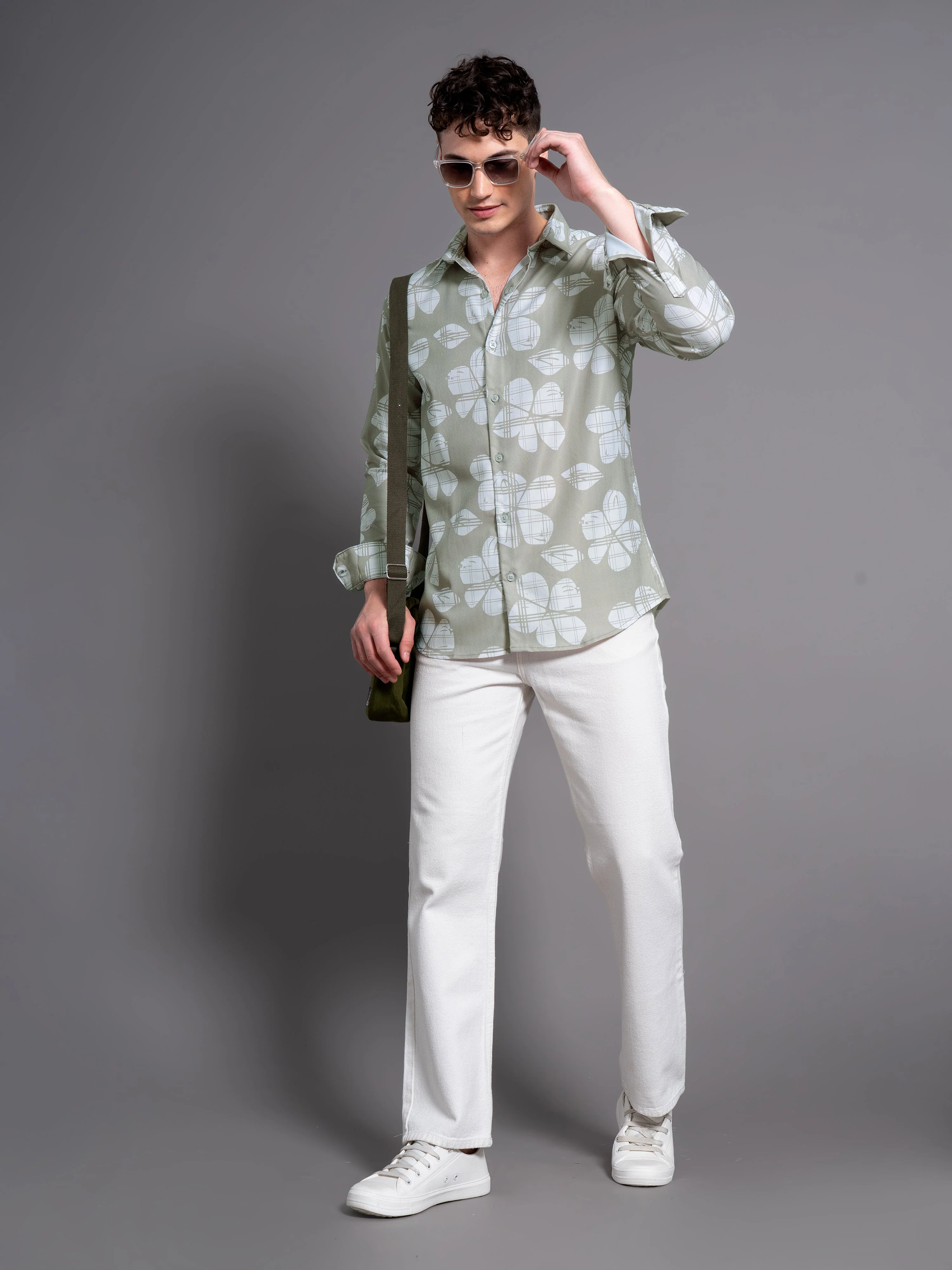 Men Brava Green Floral Shirt - Image 6