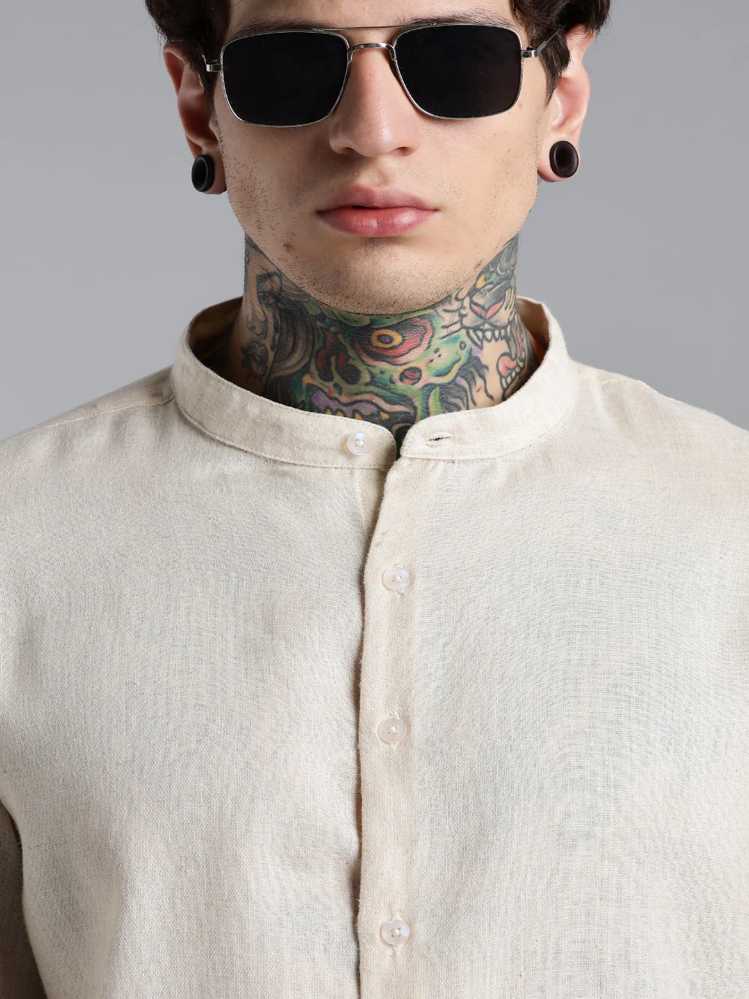 Men Breezy Beige Linen Shirt - Image 4