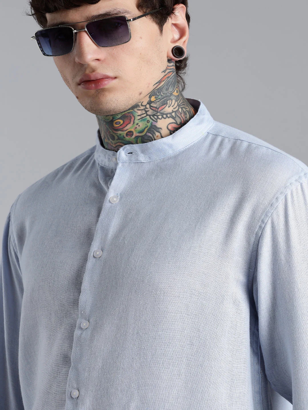 Men Breezy Blue Linen Shirt - Image 4