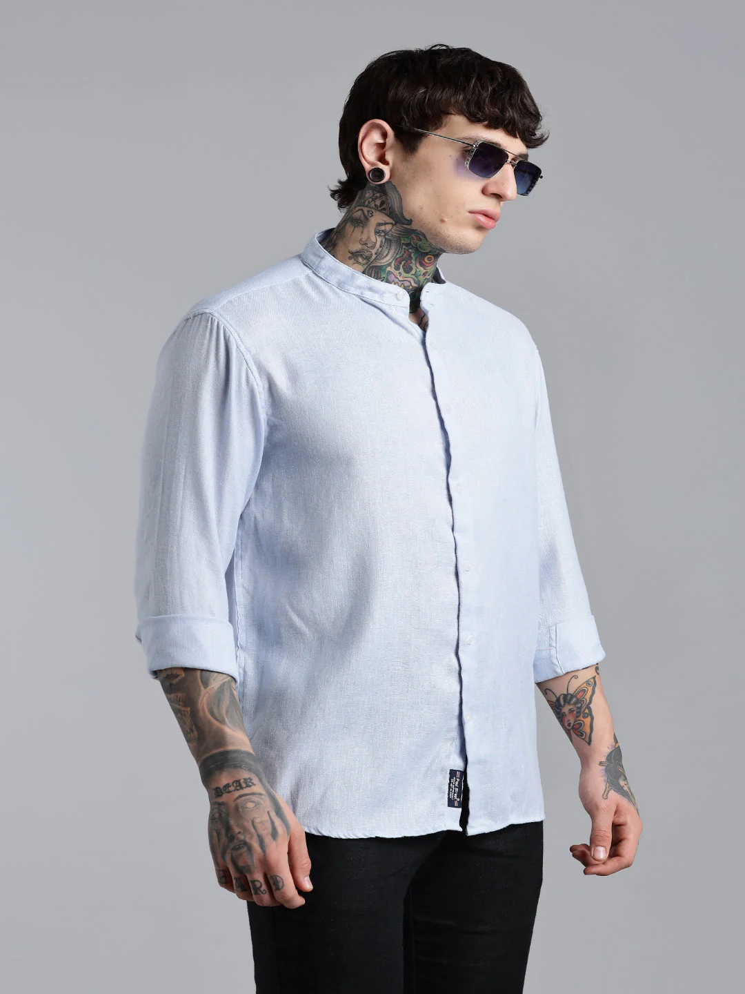 Men Breezy Blue Linen Shirt - Image 5