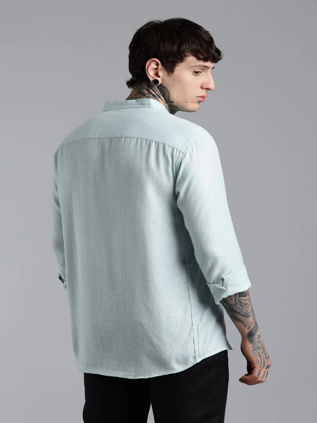 Men Breezy Green Linen Shirt - Image 3