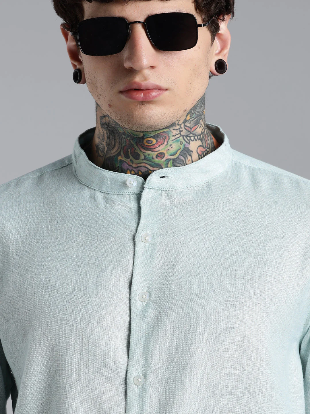 Men Breezy Green Linen Shirt - Image 4