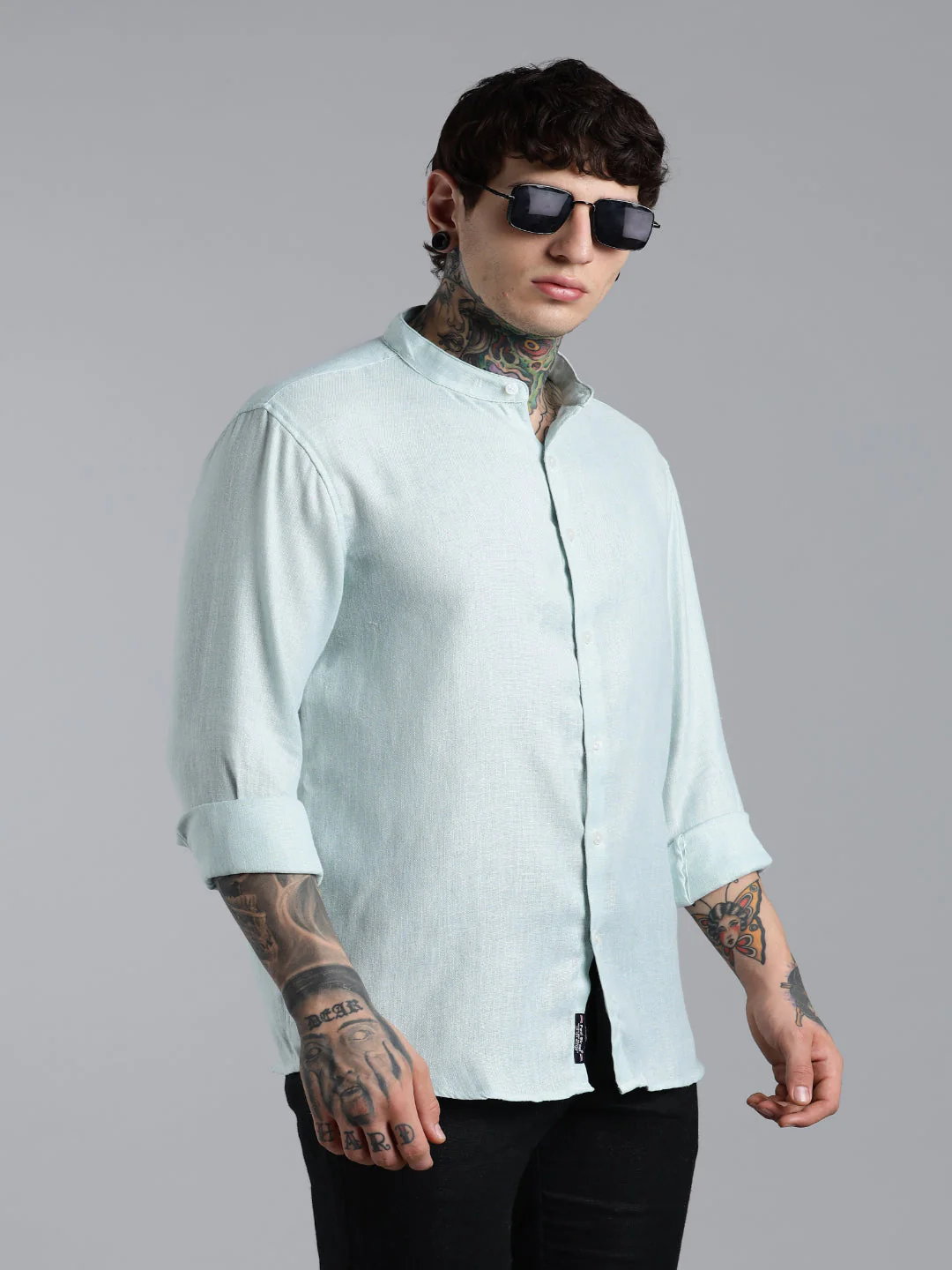 Men Breezy Green Linen Shirt - Image 5