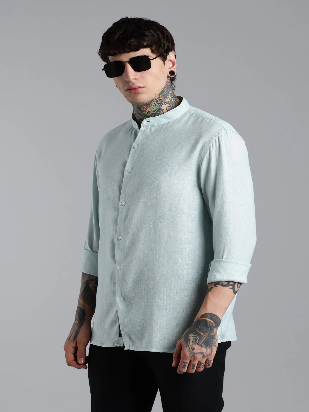 Men Breezy Green Linen Shirt - Image 6
