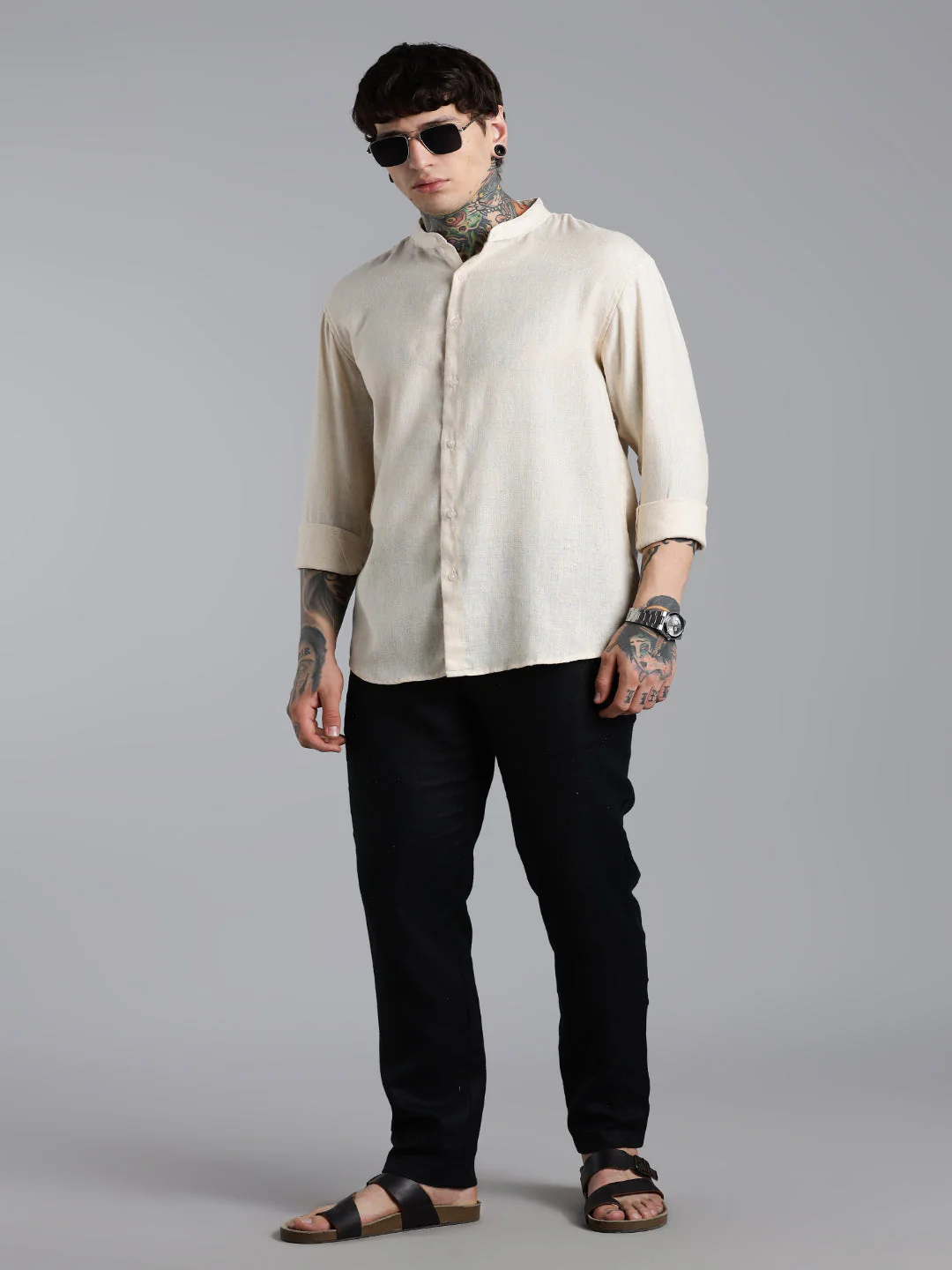 Men Breezy Green Linen Shirt - Image 7