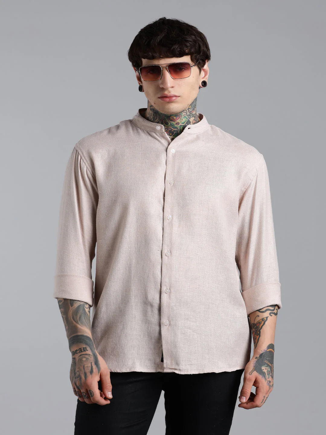 Men Breezy Pink Linen Shirt - Image 2
