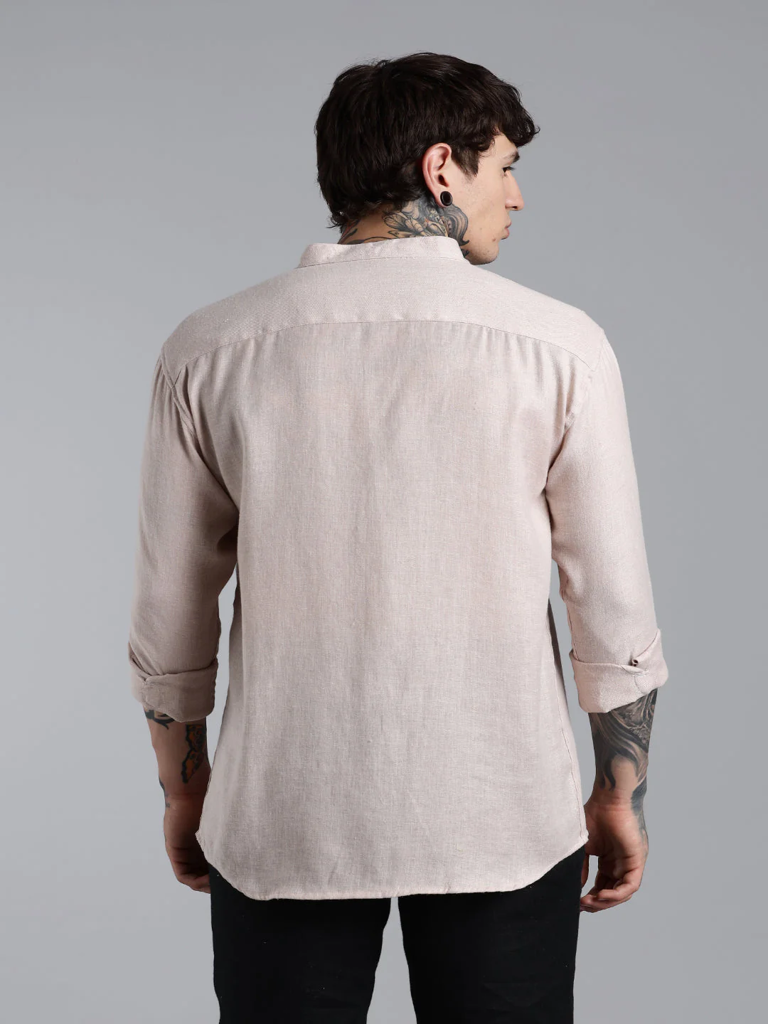 Men Breezy Pink Linen Shirt - Image 3