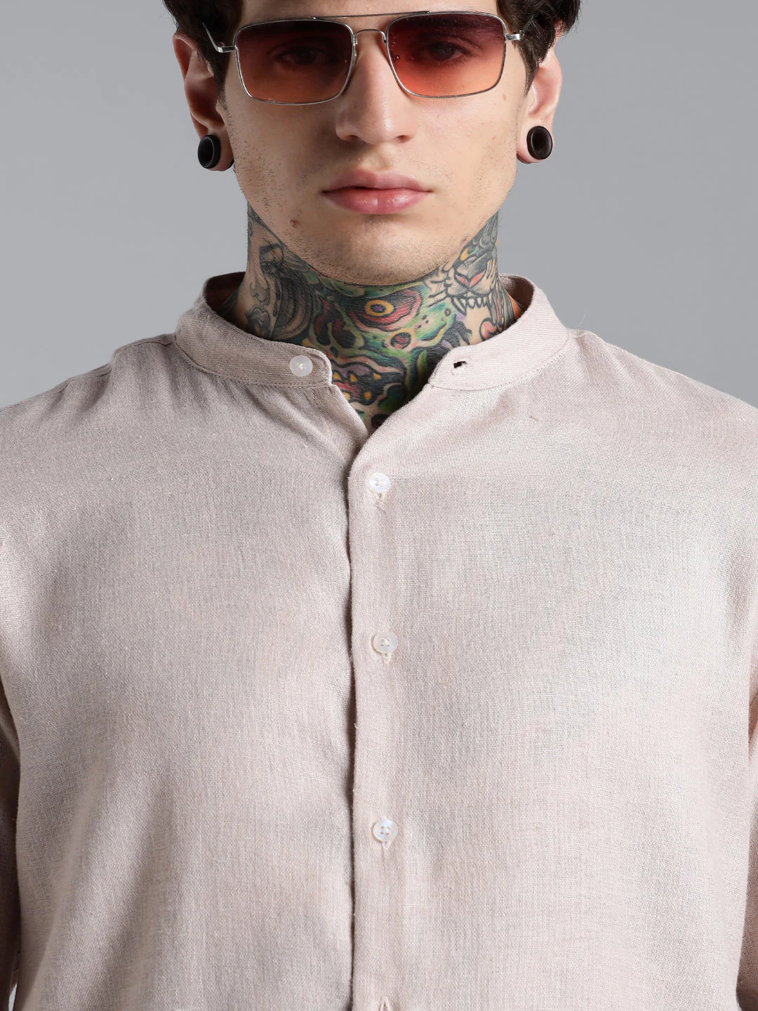Men Breezy Pink Linen Shirt - Image 4