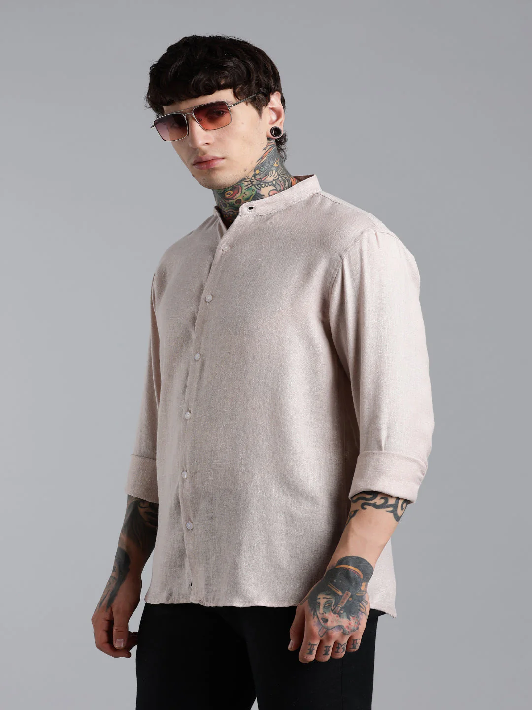 Men Breezy Pink Linen Shirt - Image 5