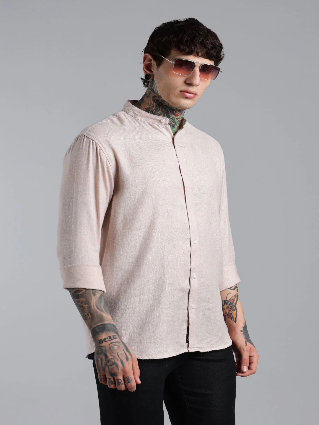 Men Breezy Pink Linen Shirt - Image 6