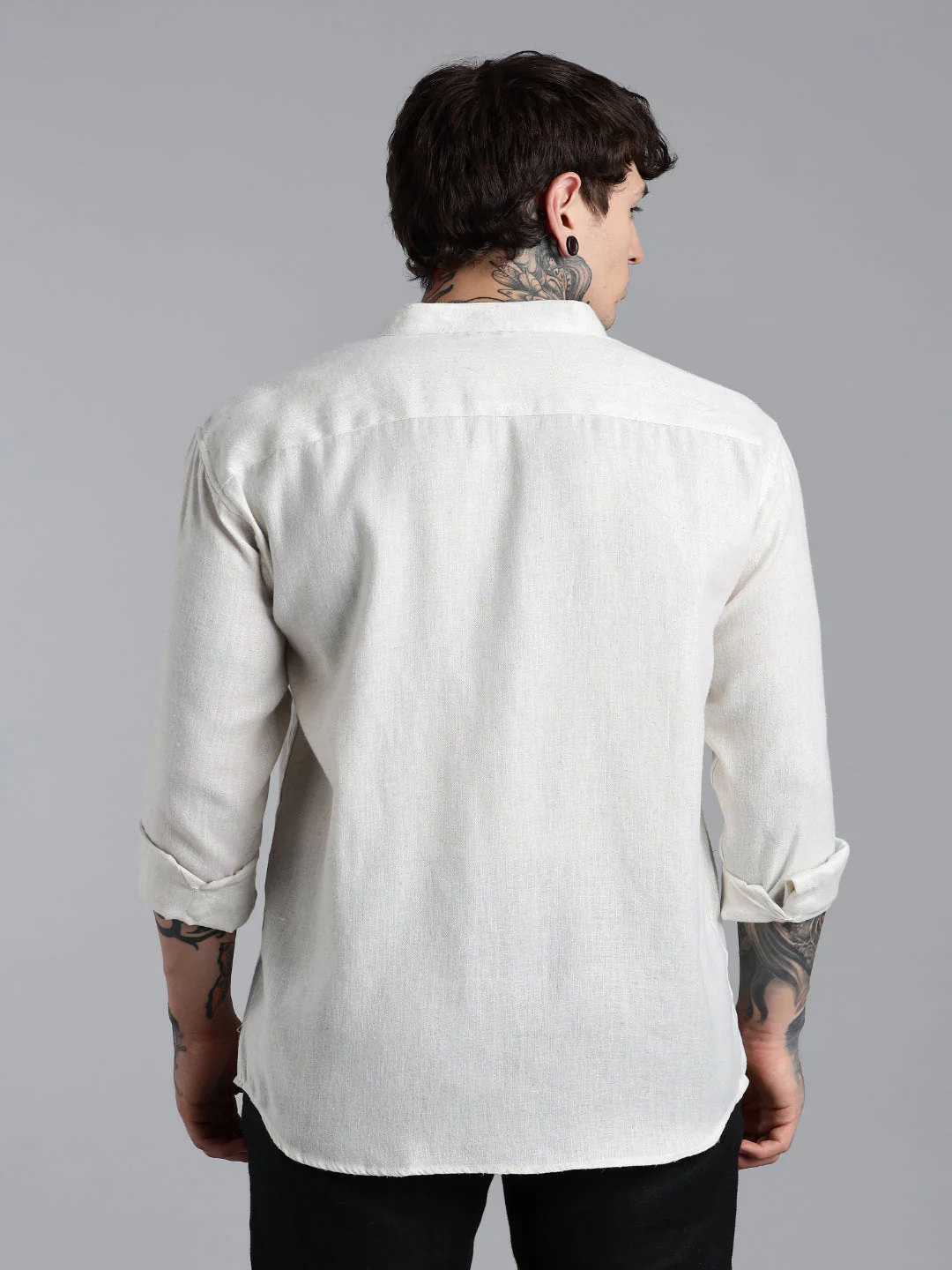 Men Breezy White Linen Shirt - Image 2