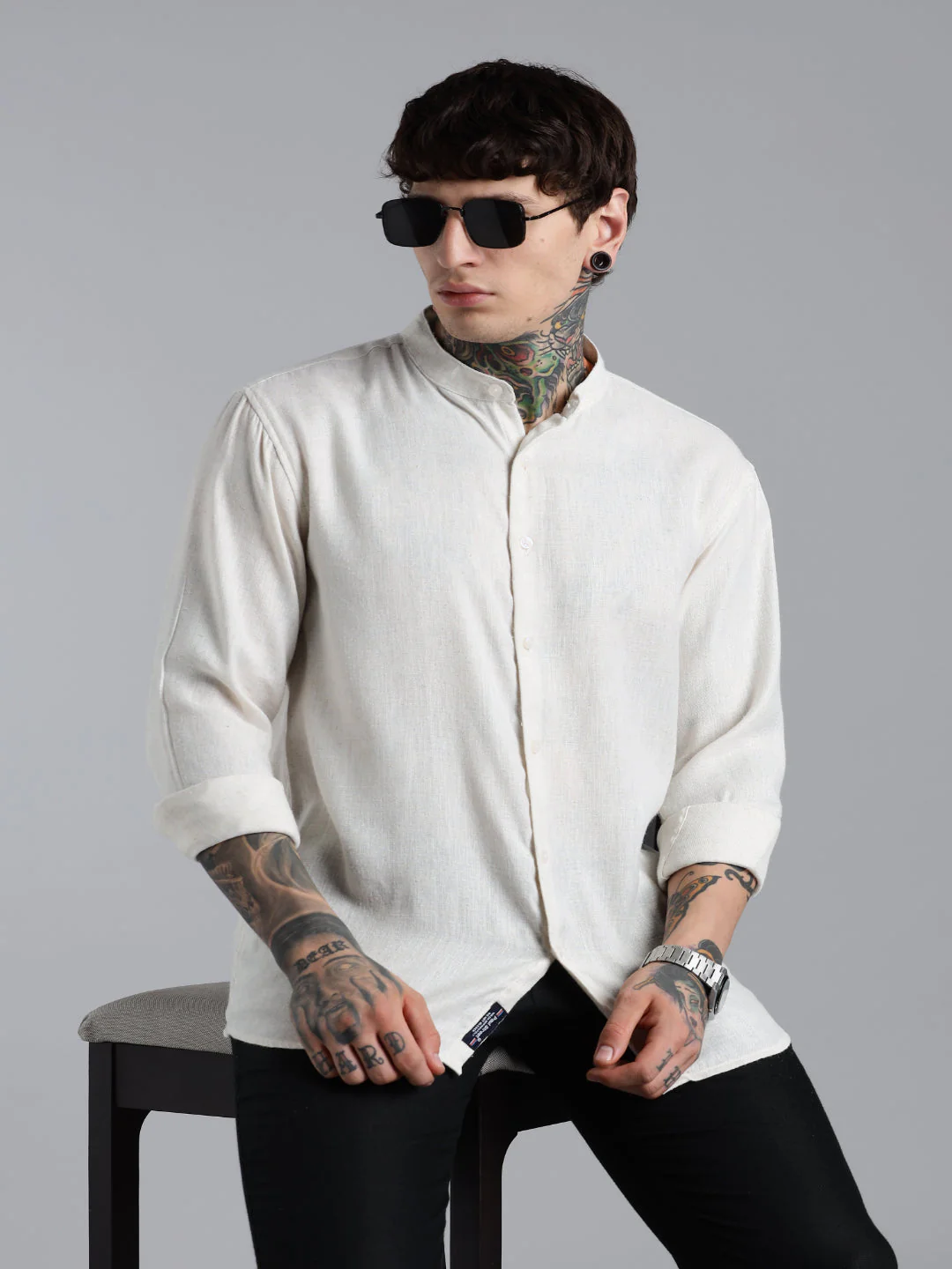 Men Breezy White Linen Shirt - Image 3