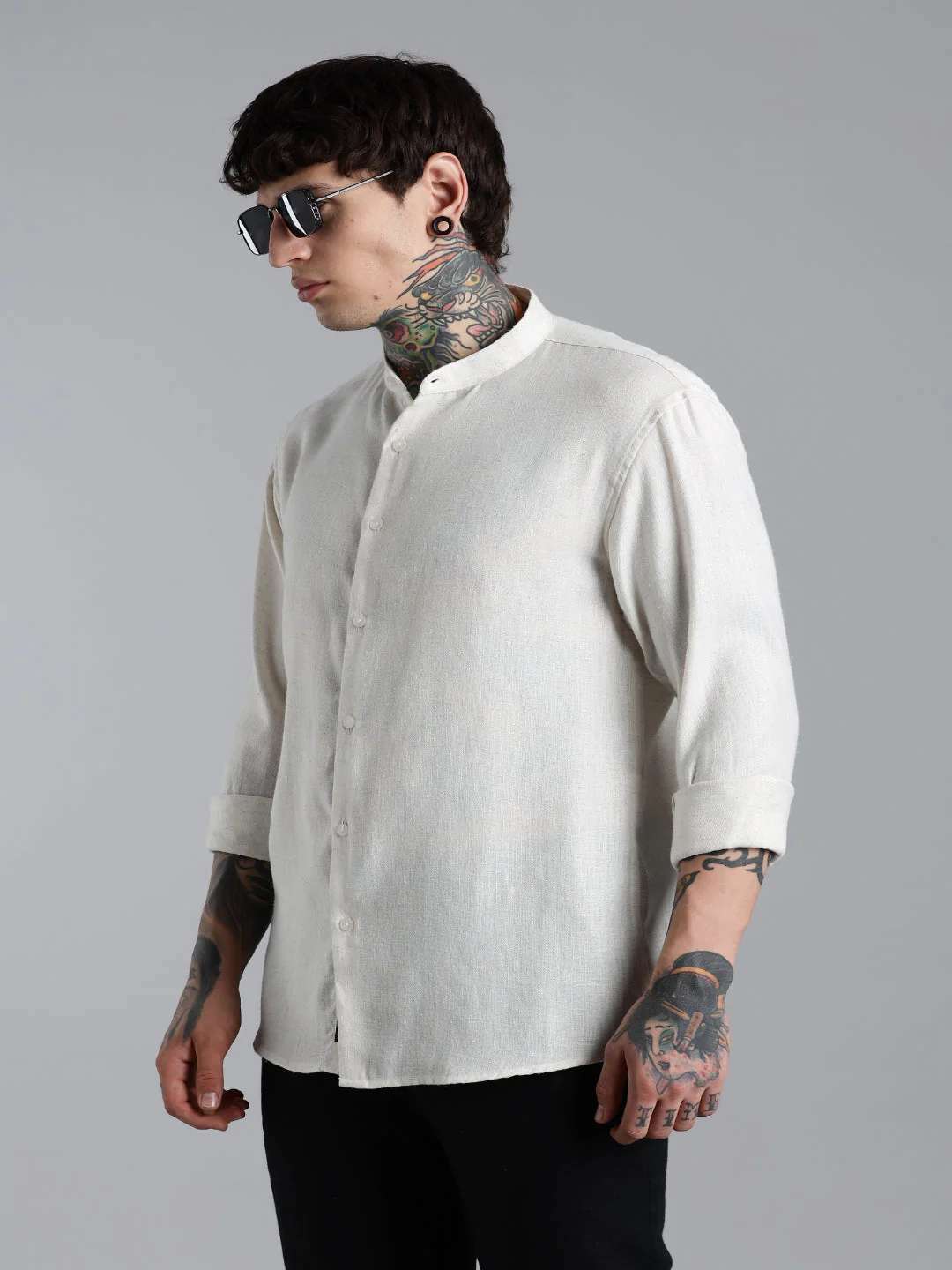 Men Breezy White Linen Shirt - Image 5