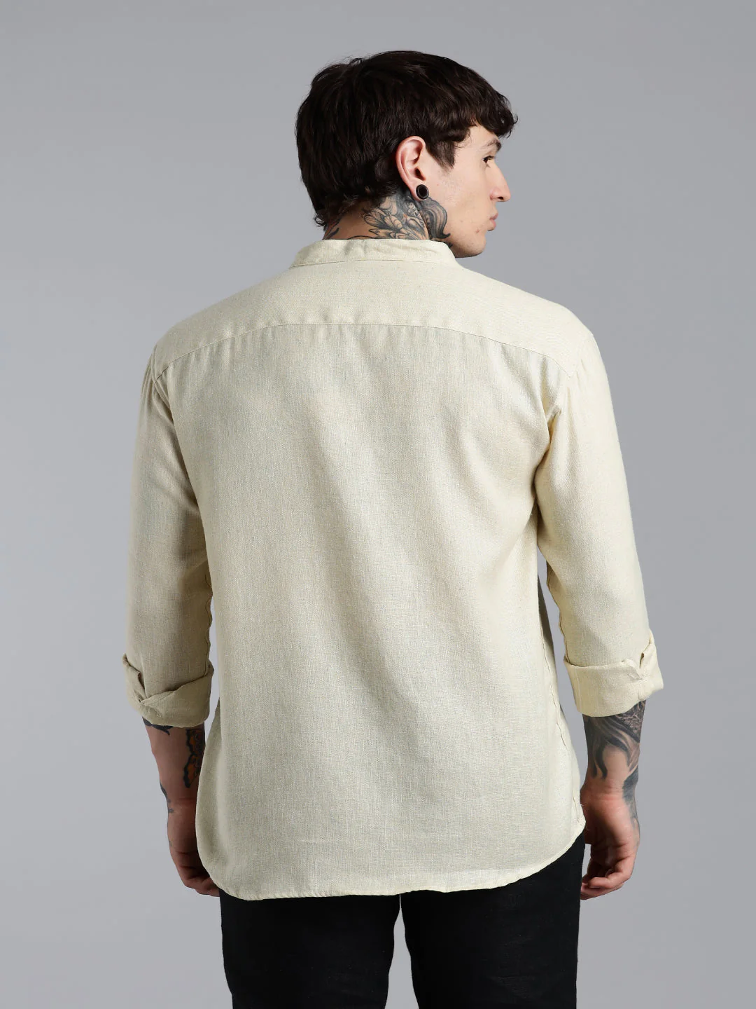 Men Breezy Yellow Linen Shirt - Image 2