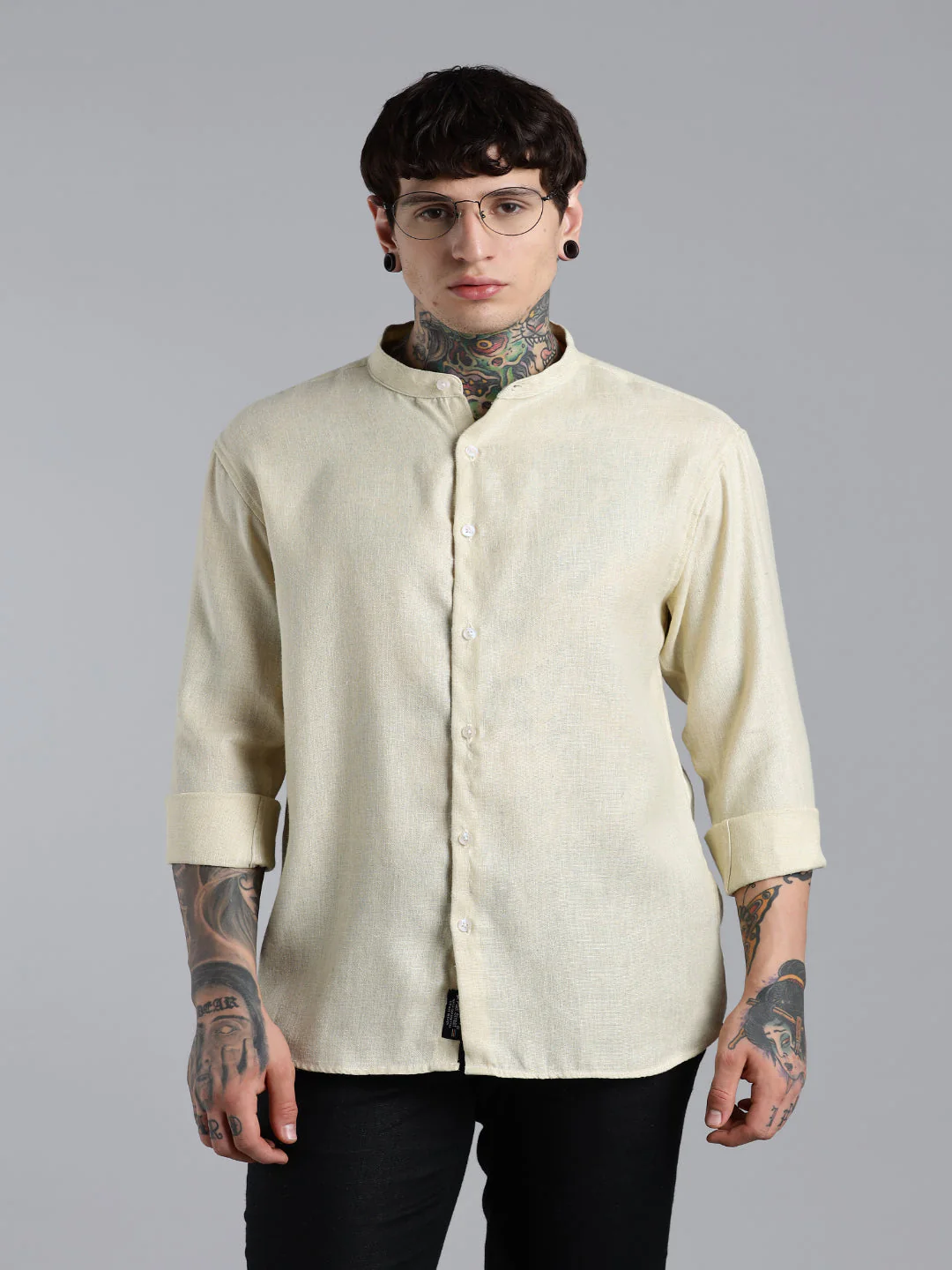 Men Breezy Yellow Linen Shirt - Image 3