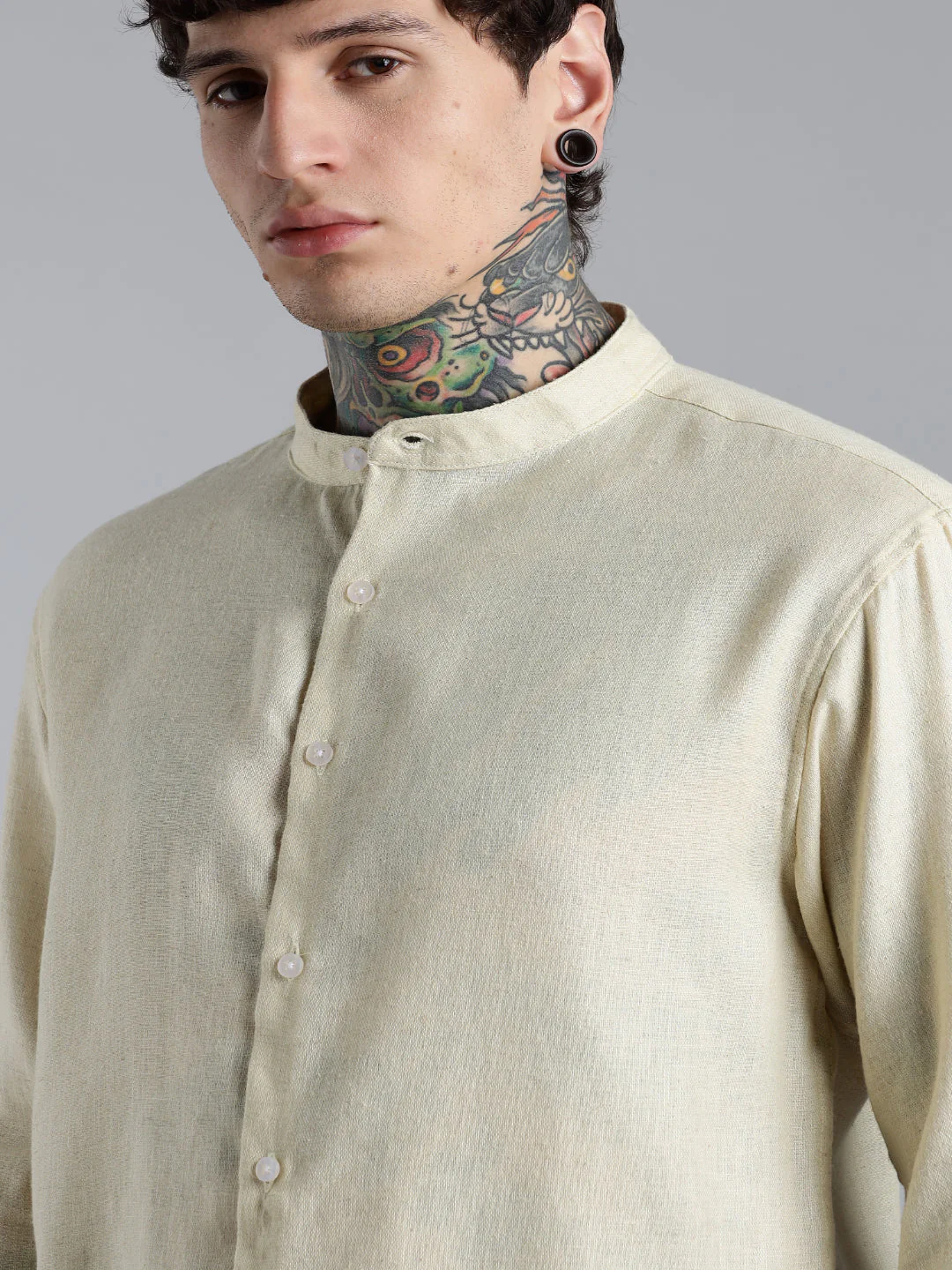 Men Breezy Yellow Linen Shirt - Image 4