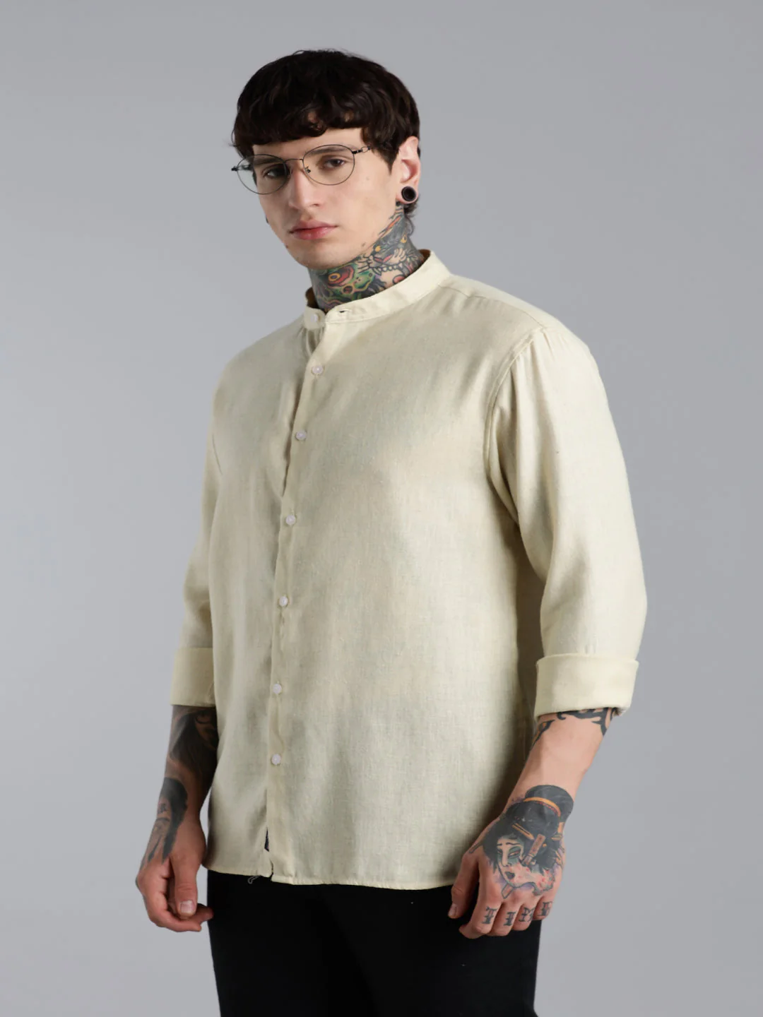 Men Breezy Yellow Linen Shirt - Image 5