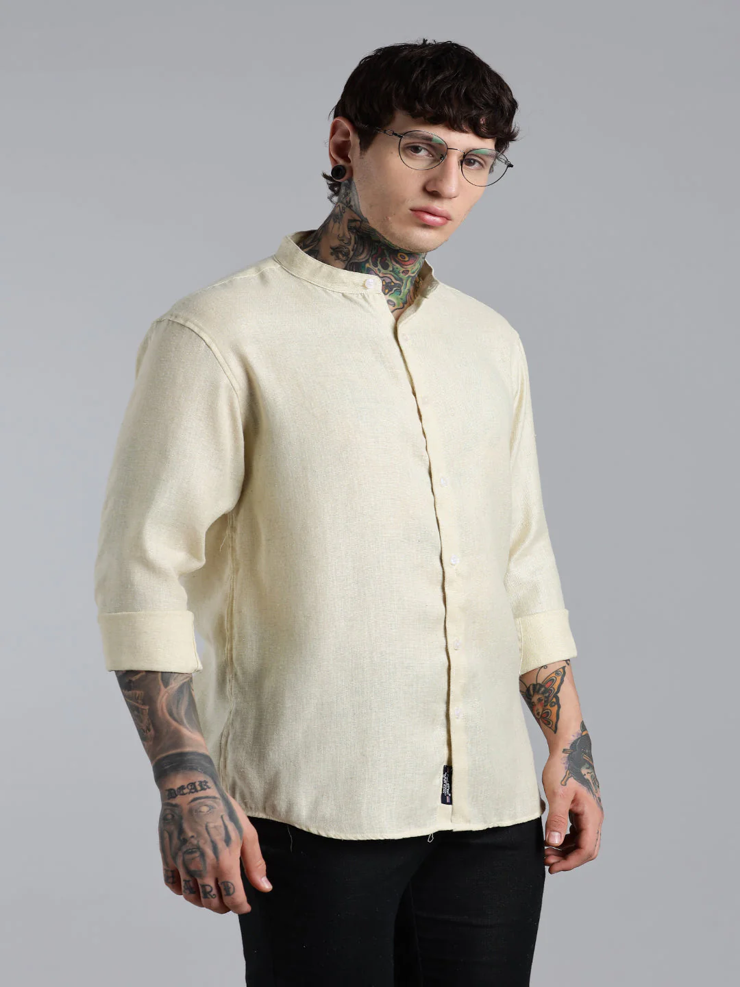 Men Breezy Yellow Linen Shirt - Image 6