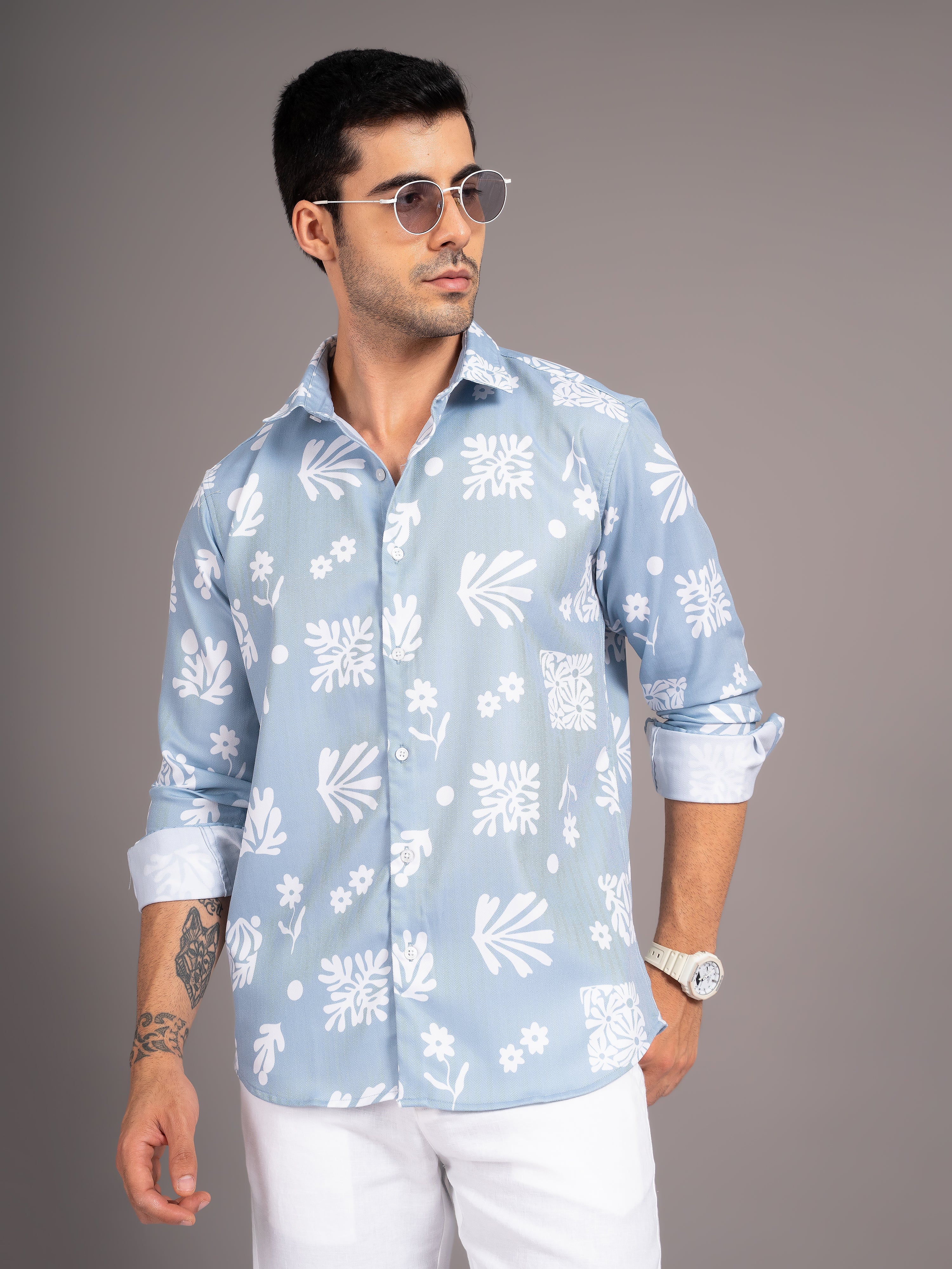Men Briar Blue Floral Shirt - Image 2