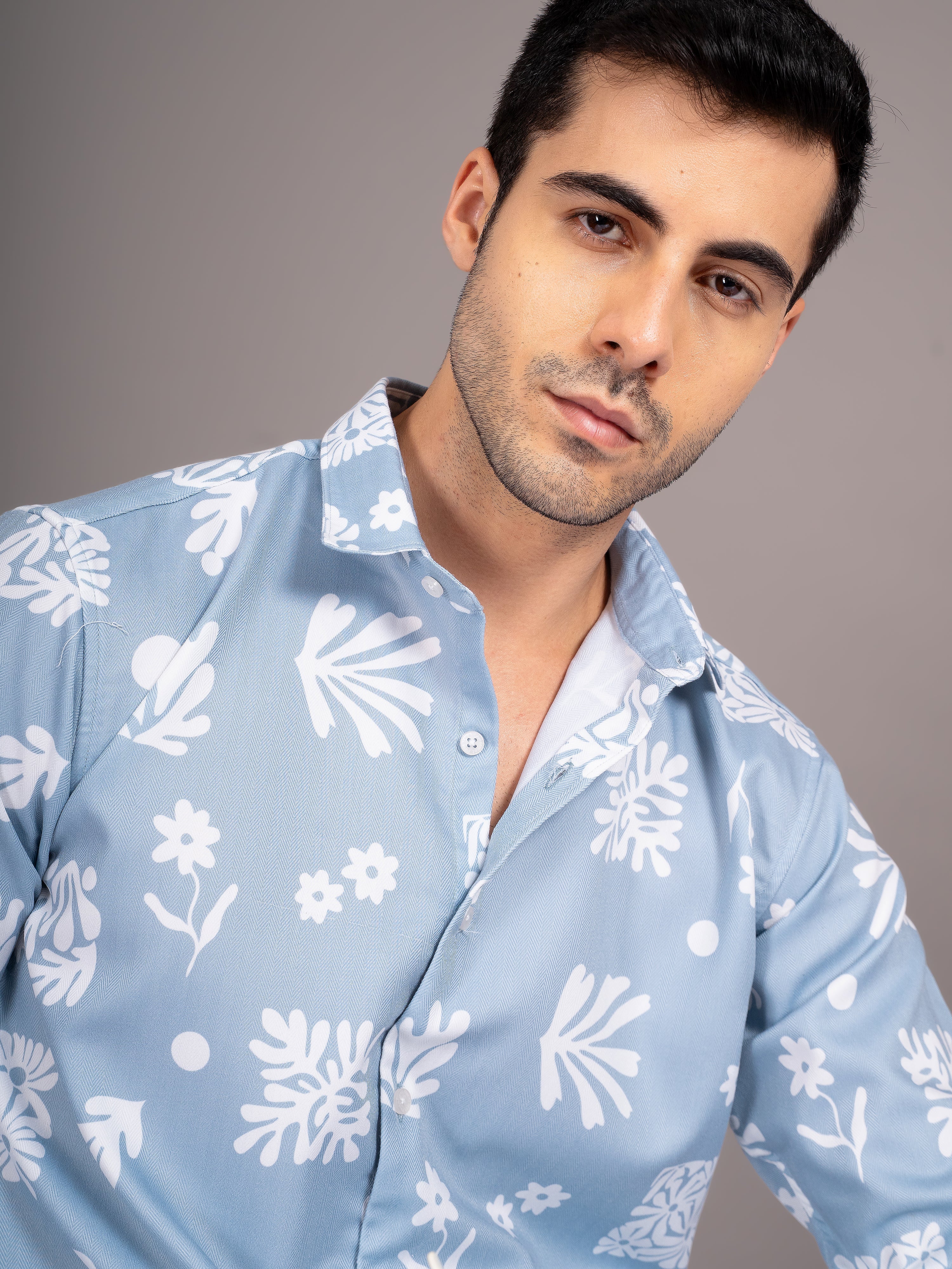 Men Briar Blue Floral Shirt - Image 4