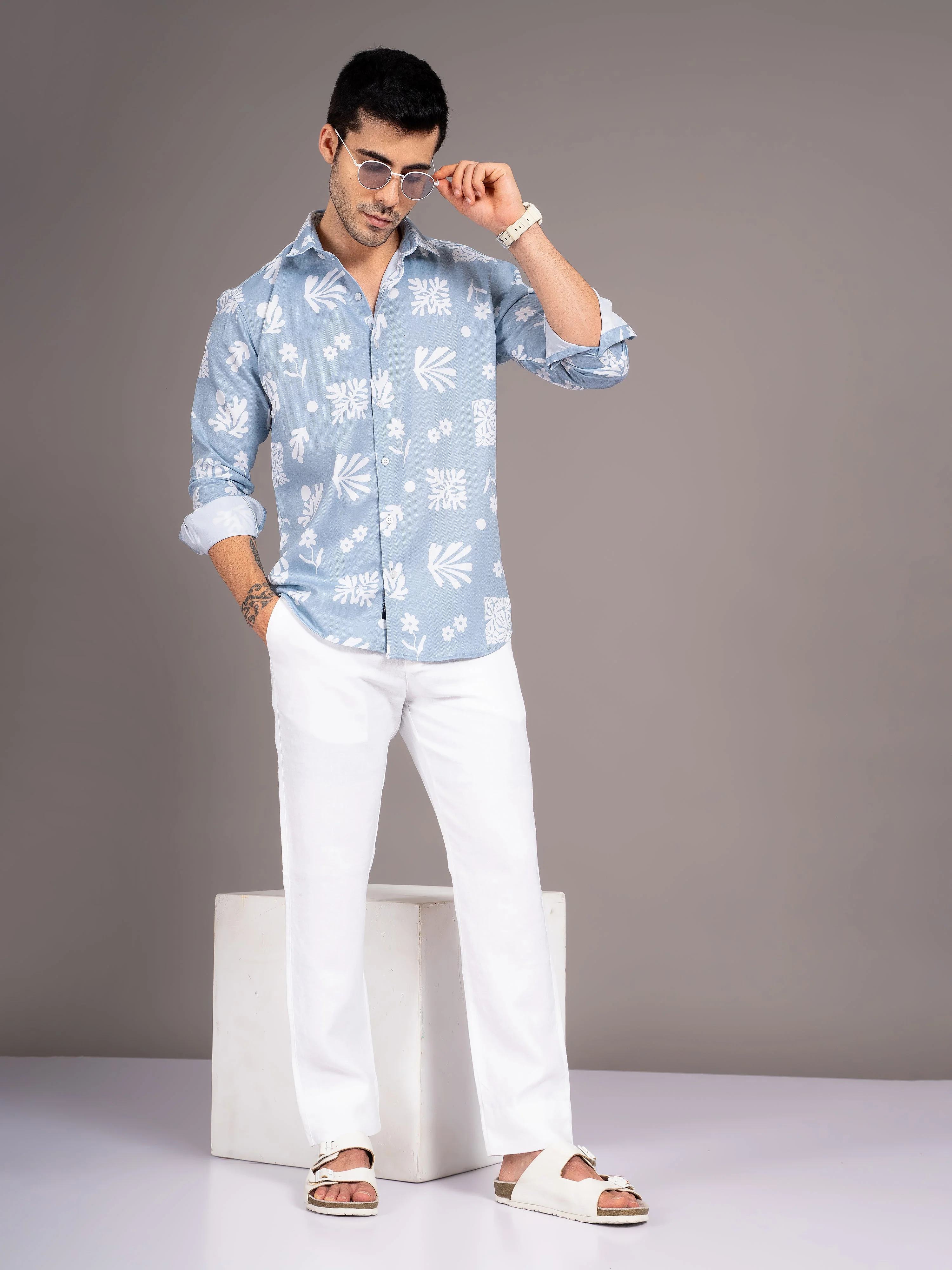 Men Briar Blue Floral Shirt - Image 5