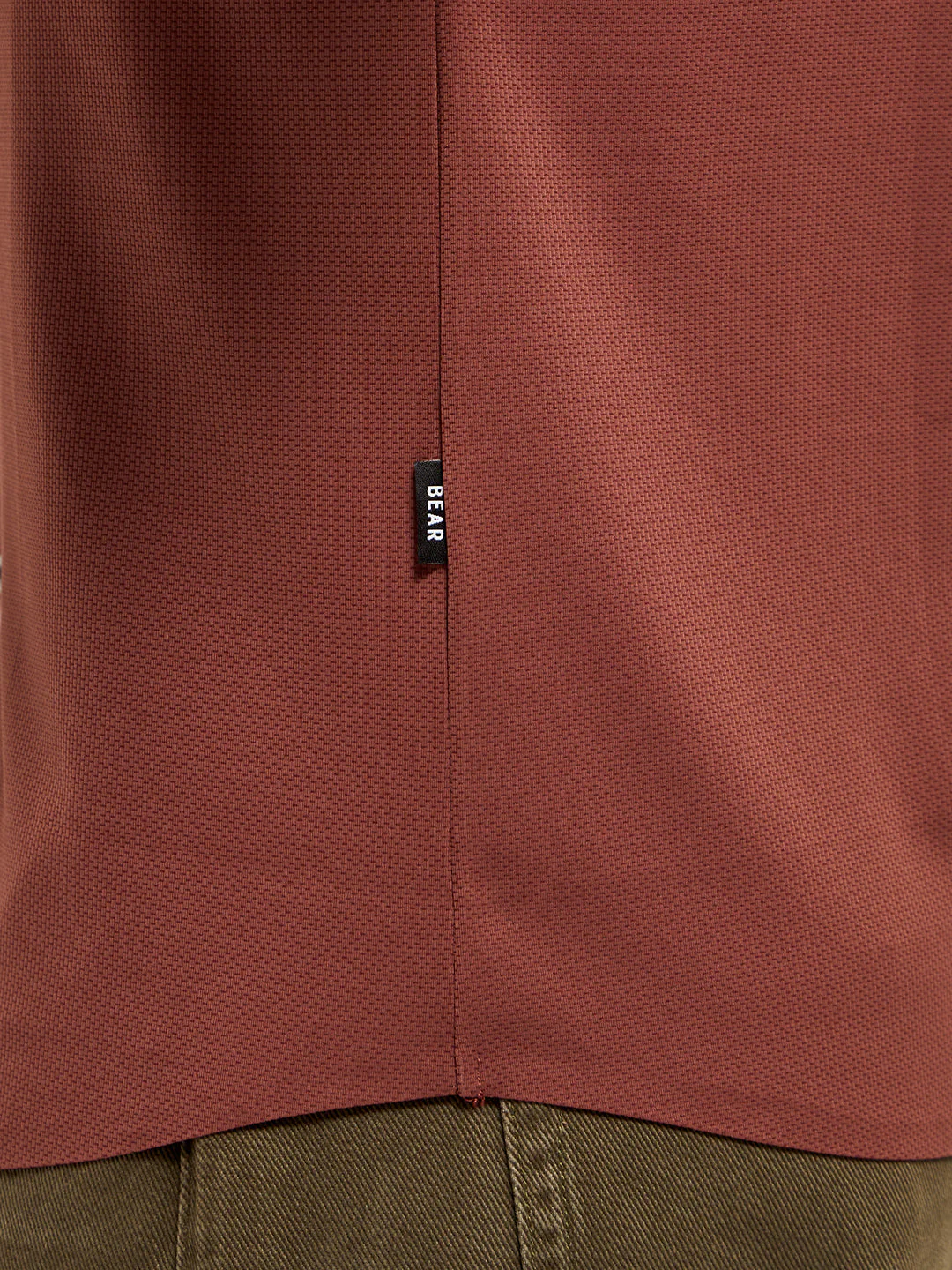 Men Brick Red Solid Nylon Blend Classic Spread Collar Shirt - Image 6