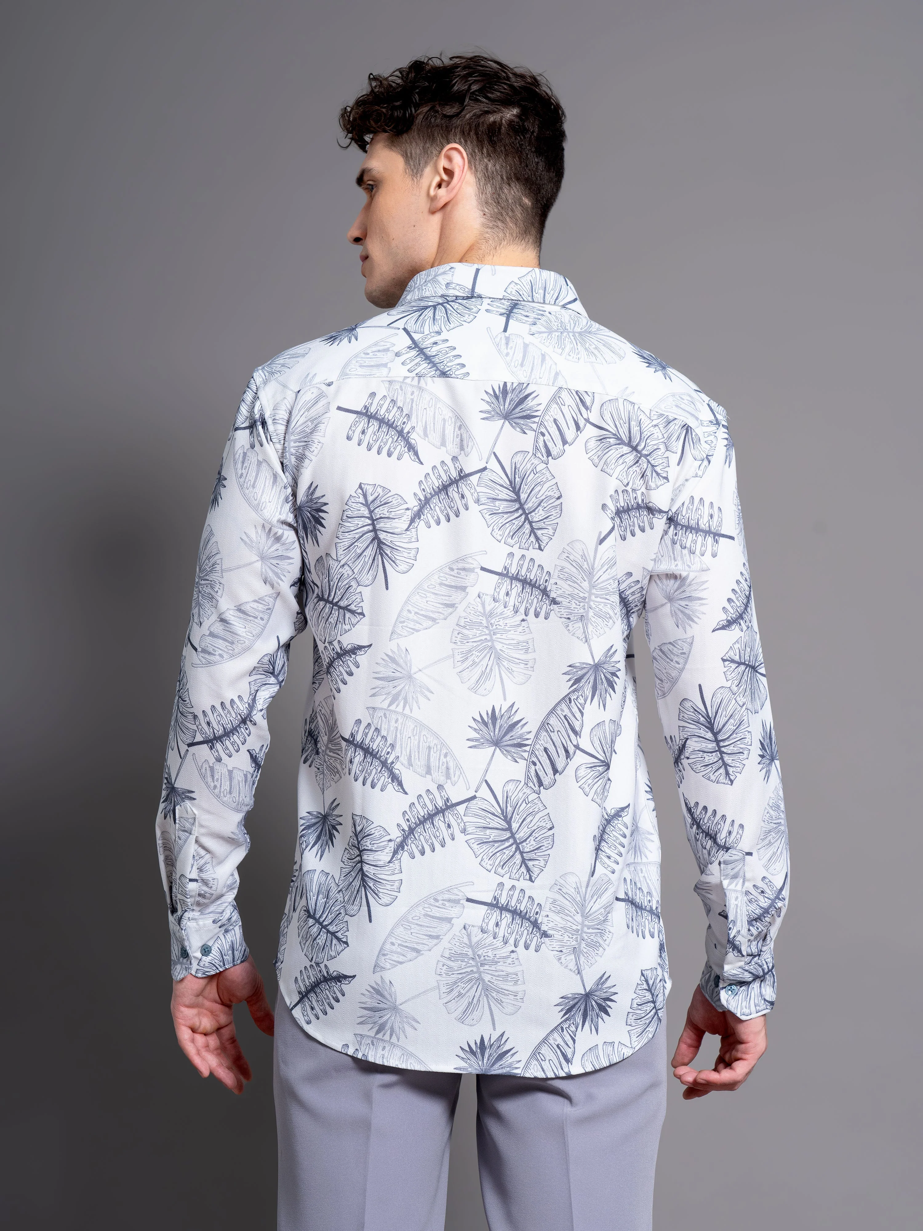 Men Brine White Floral Shirt - Image 2