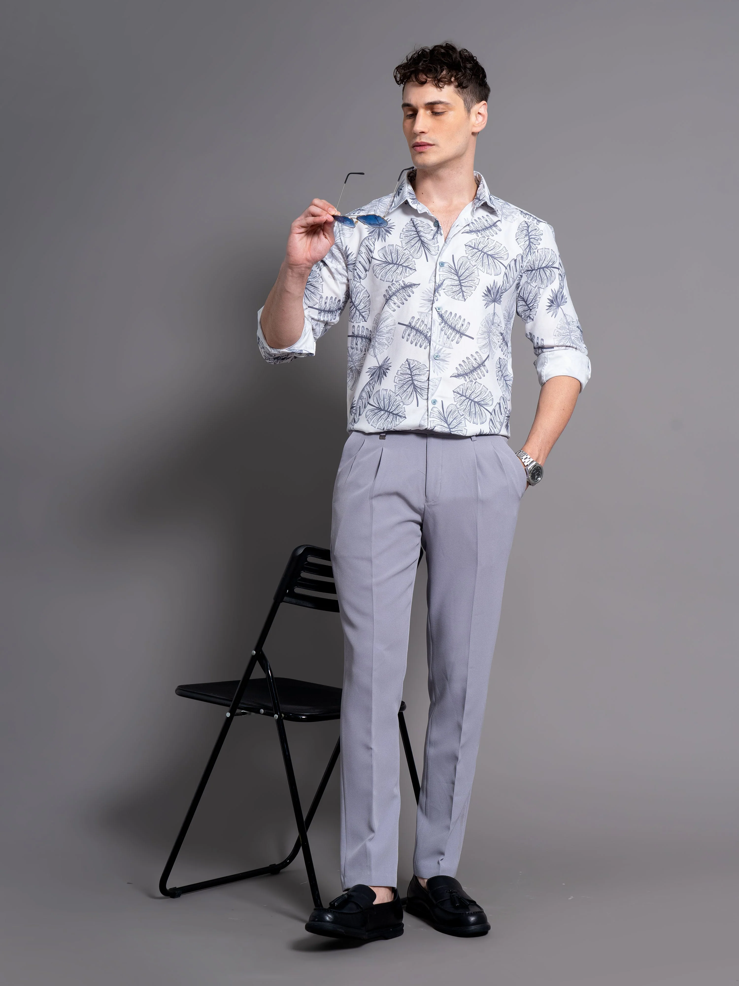 Men Brine White Floral Shirt - Image 5