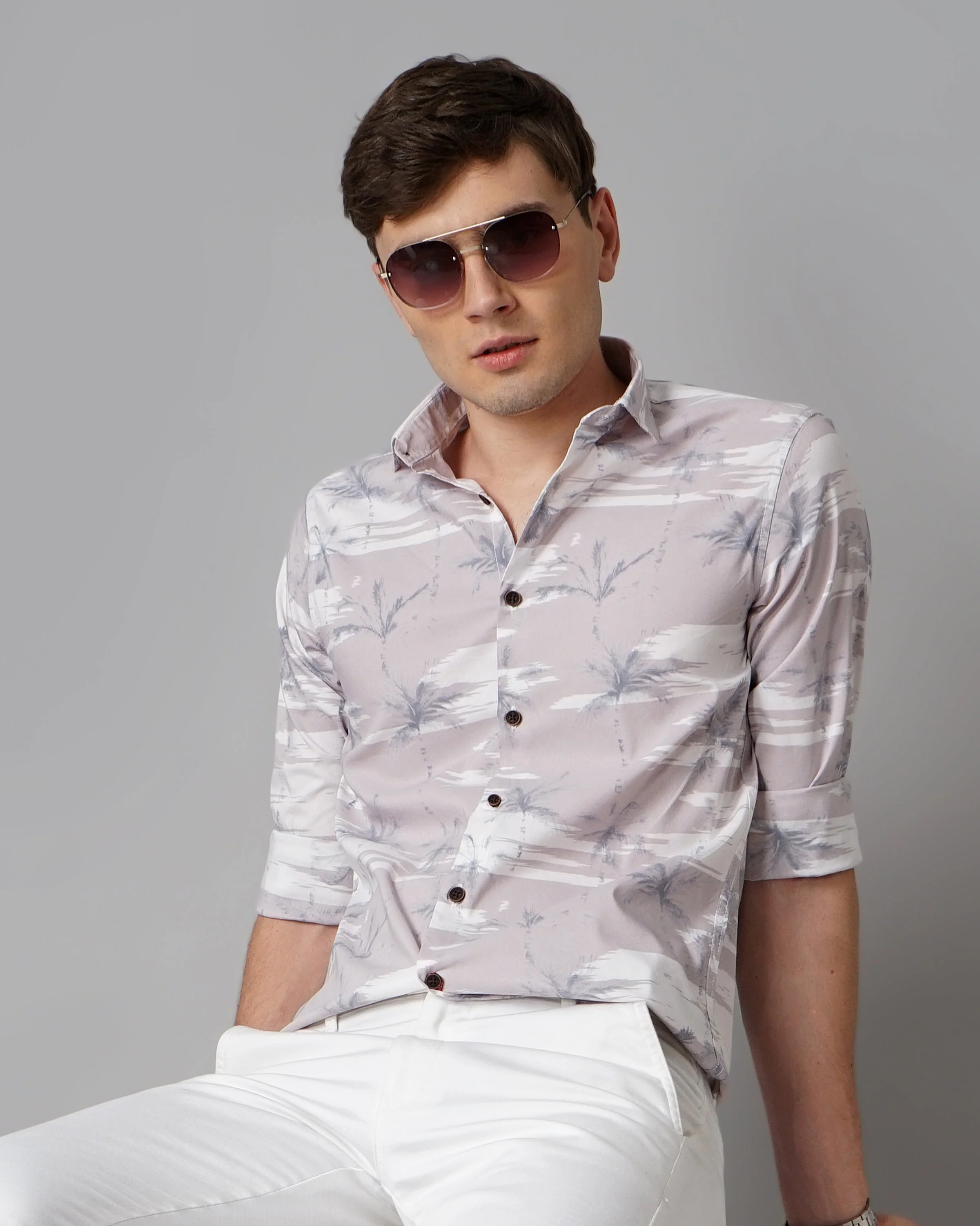 Men Brio Mauve Floral Shirt - Image 2
