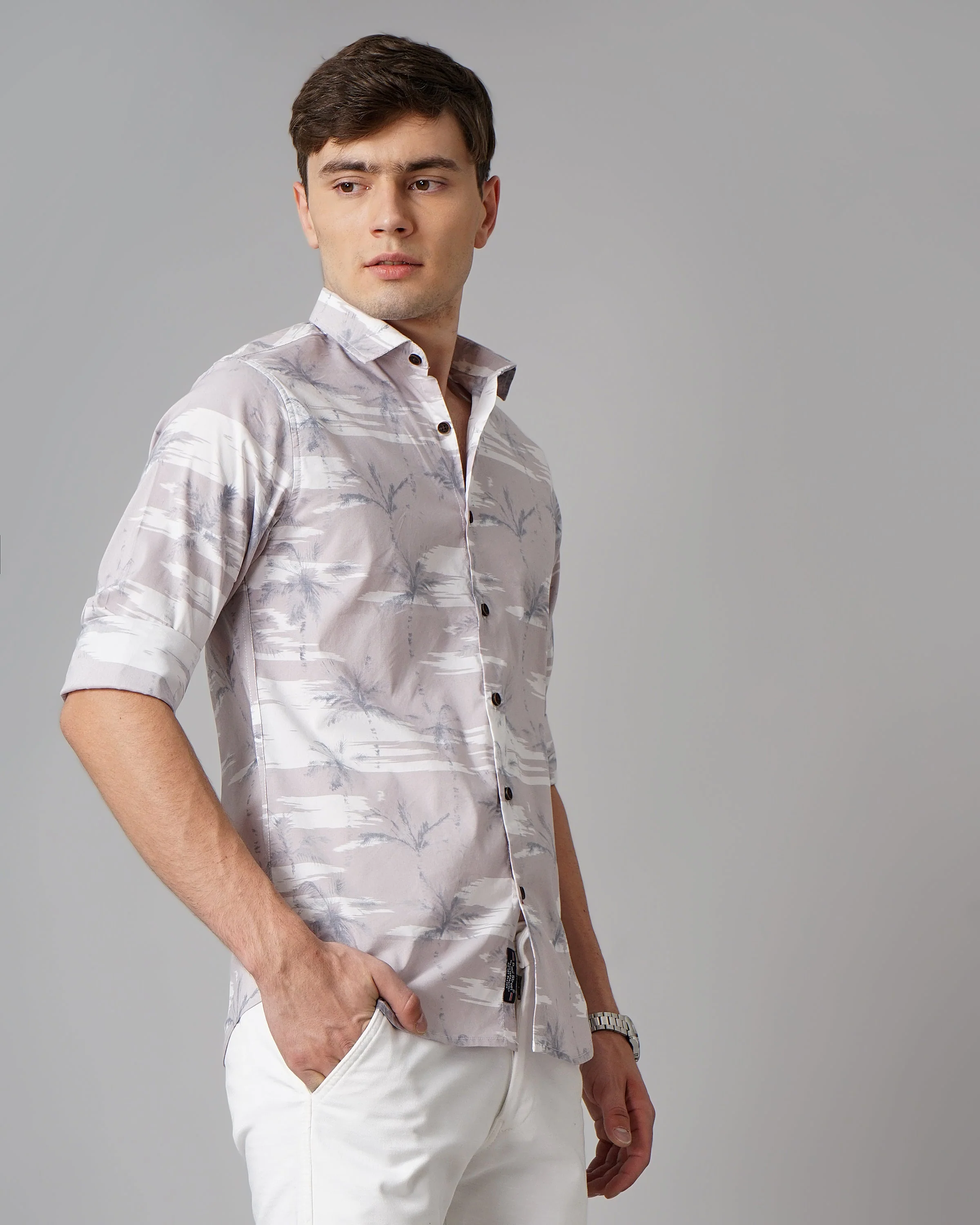 Men Brio Mauve Floral Shirt - Image 4