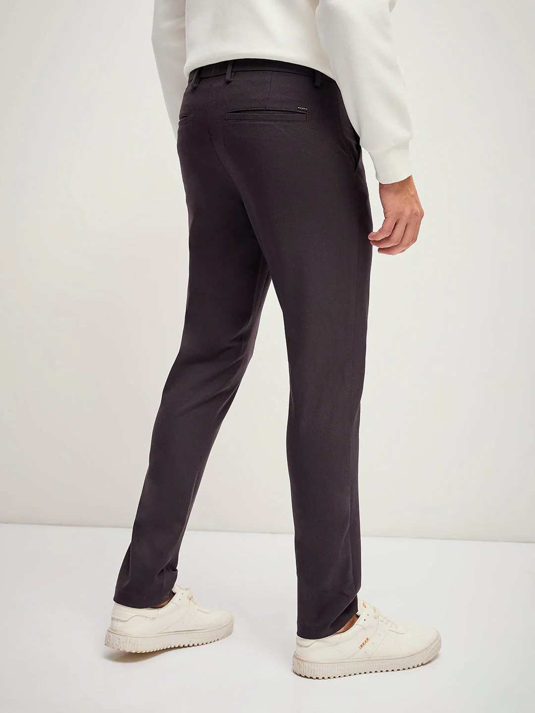 Men Brown 4 Way Stretch Formal Trouser - Image 2