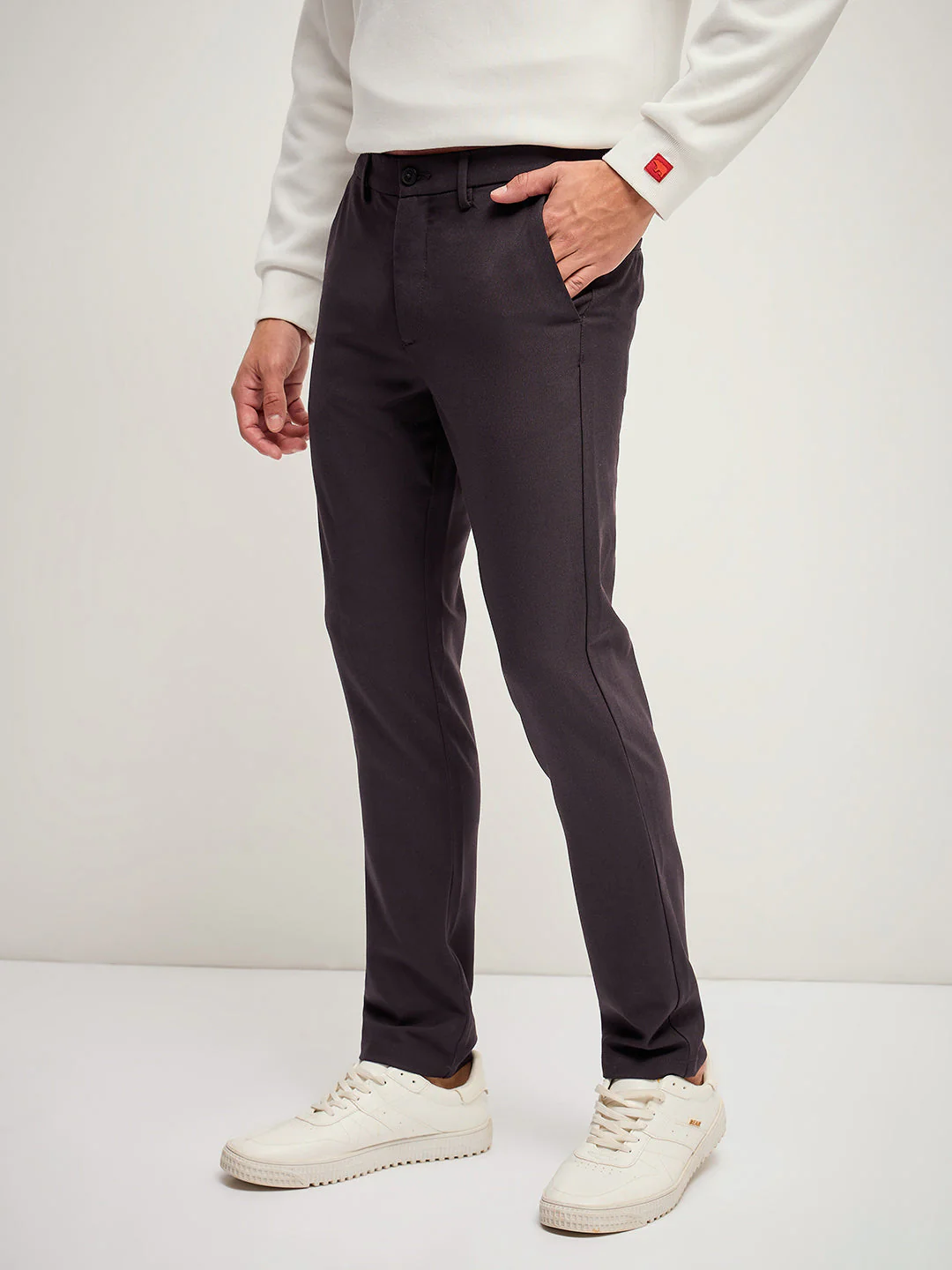 Men Brown 4 Way Stretch Formal Trouser - Image 3