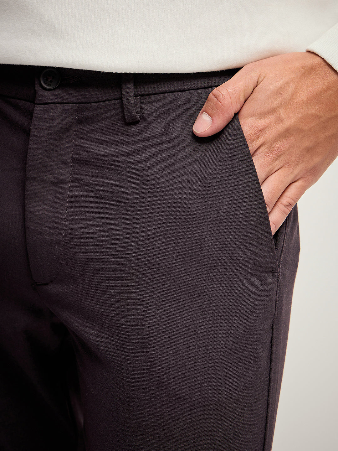 Men Brown 4 Way Stretch Formal Trouser - Image 6