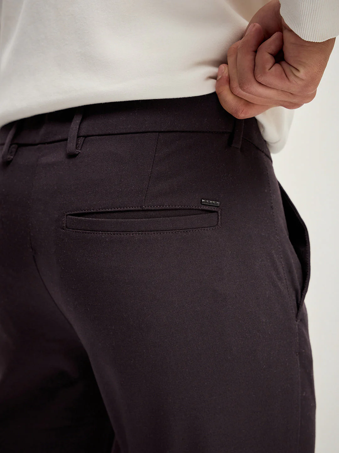 Men Brown 4 Way Stretch Formal Trouser - Image 7