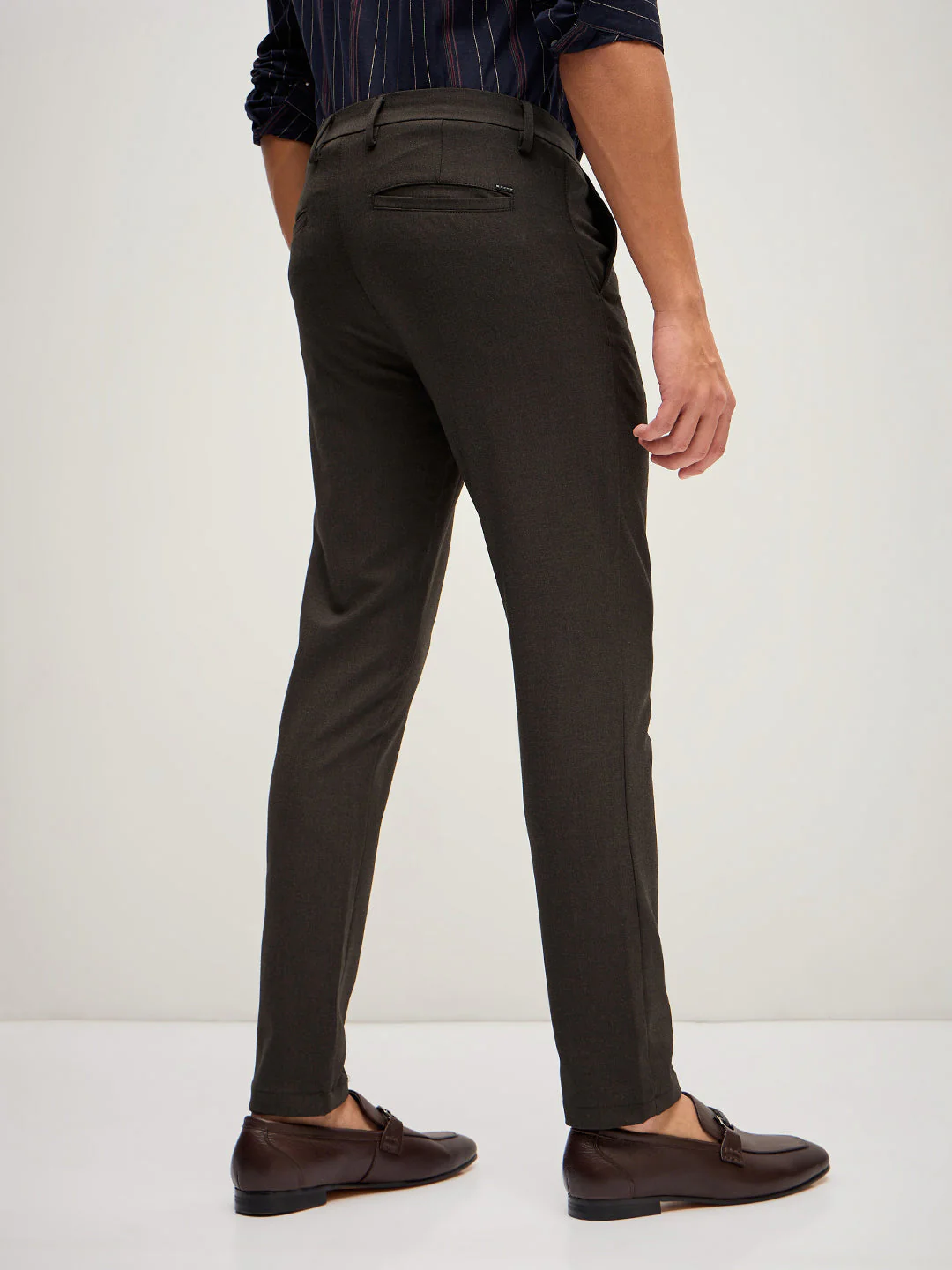 Men Brown 4 Way Stretch Formal Trouser - Image 2