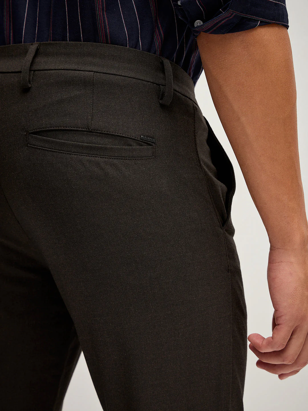 Men Brown 4 Way Stretch Formal Trouser - Image 6