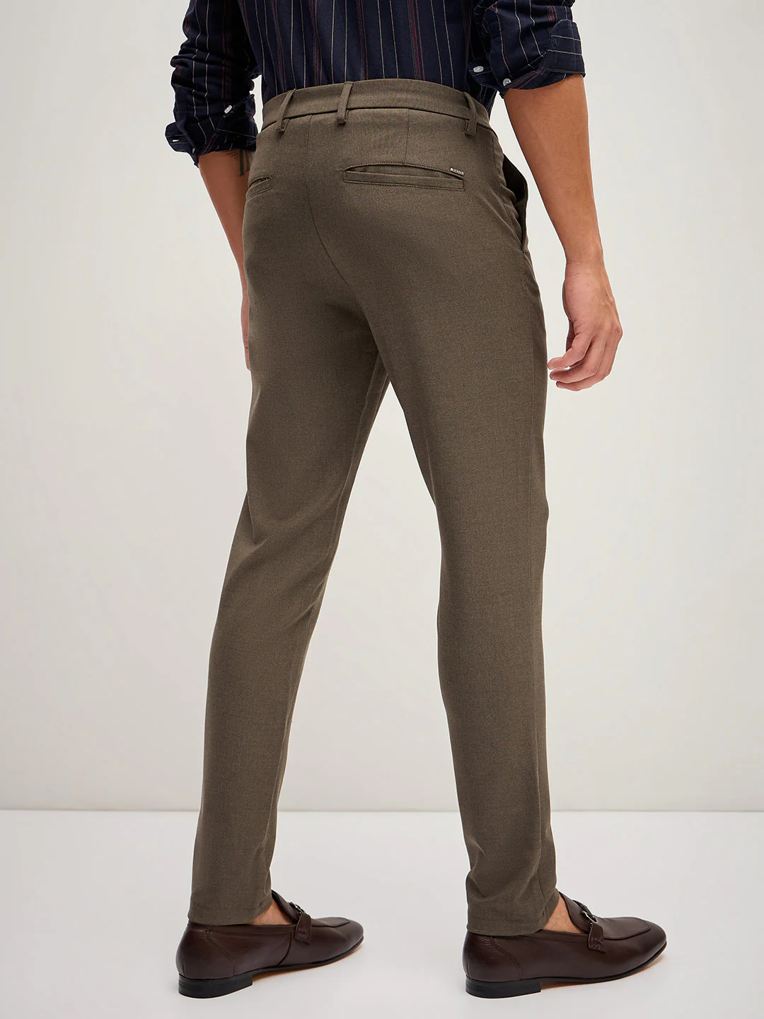 Men Brown 4 Way Stretch Formal Trouser - Image 2