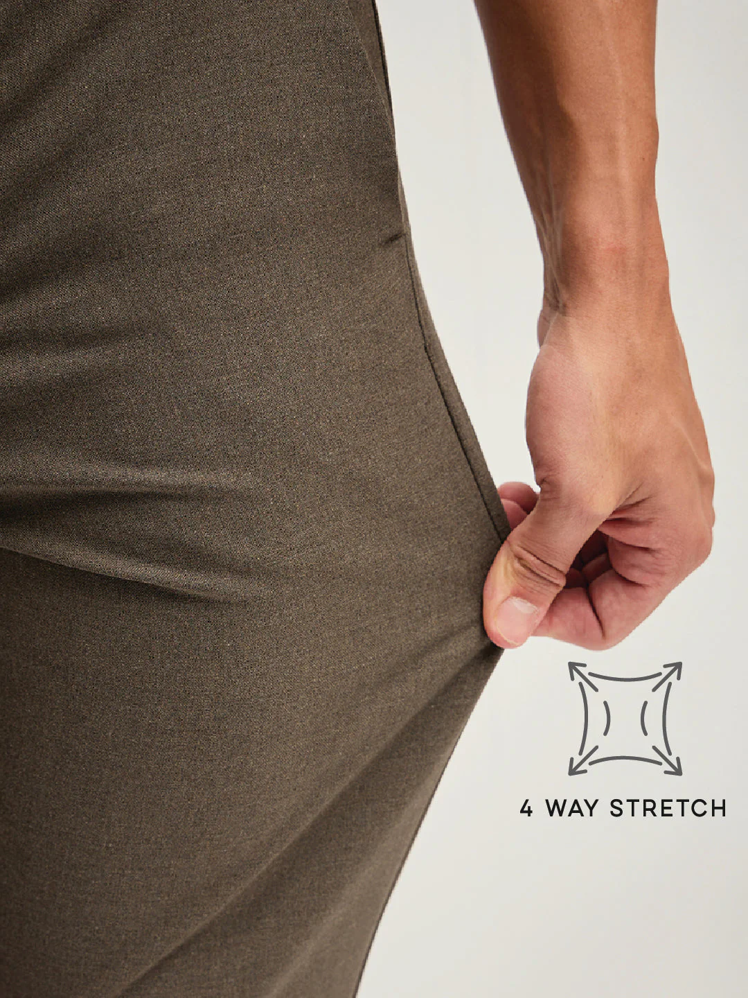 Men Brown 4 Way Stretch Formal Trouser - Image 5